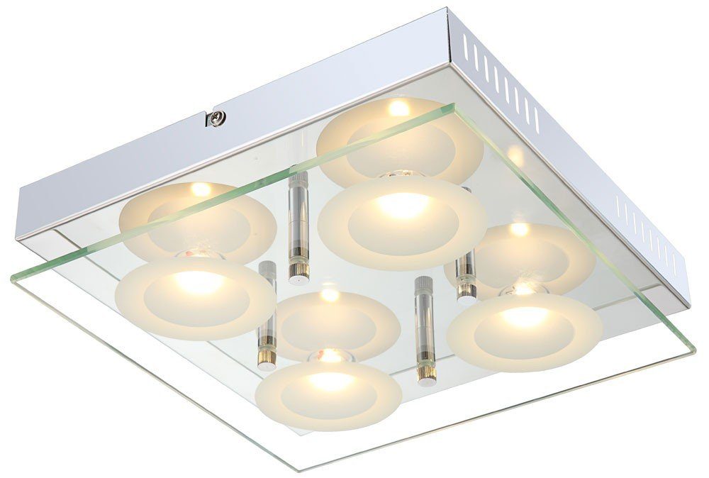 Deckenlampe Glas inklusive, Deckenleuchte, Leuchtmittel Deckenleuchte Chrom Warmweiß, LED Globo Wohnzimmerlampe LED