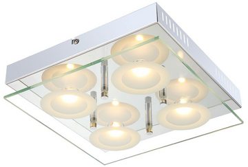 Globo LED Deckenleuchte, Leuchtmittel inklusive, Warmweiß, Deckenlampe Deckenleuchte Wohnzimmerlampe Glas Chrom LED