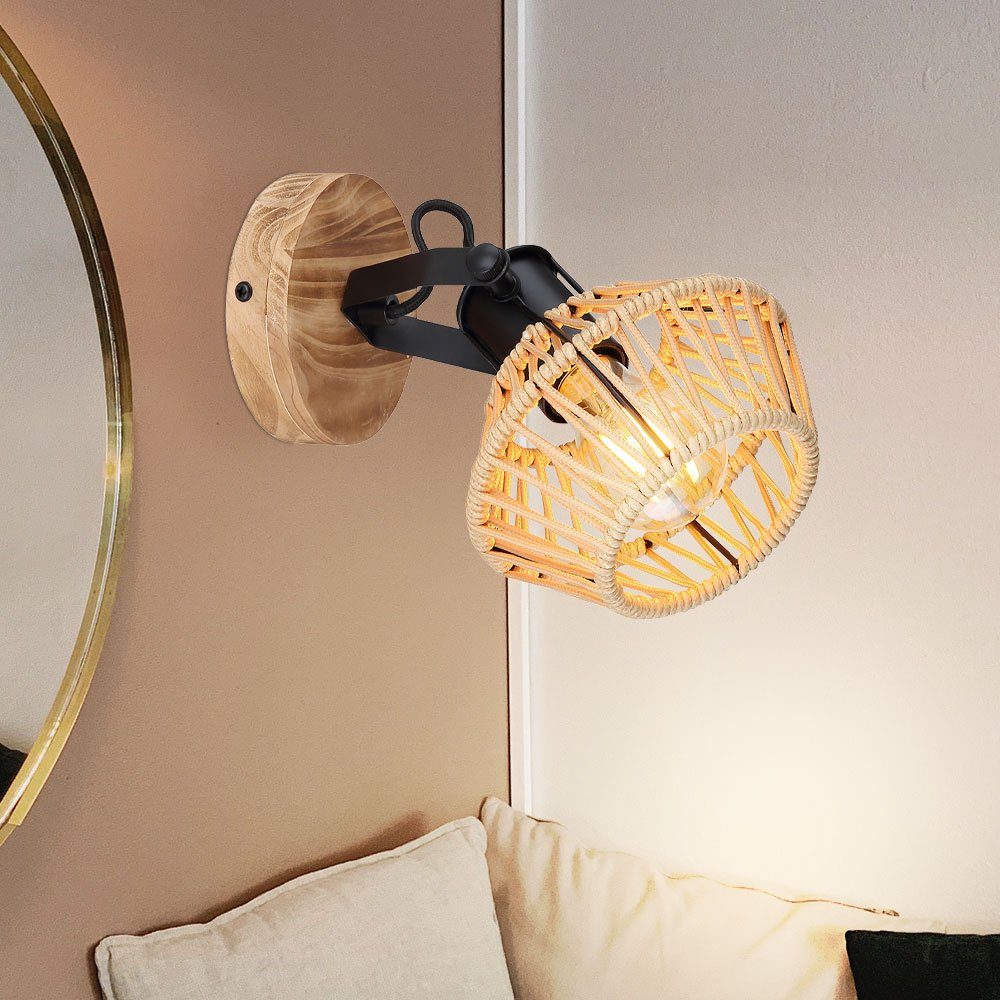 GLOBO LIGHTING Wandleuchte, Leuchtmittel nicht inklusive, Wandleuchte Flurleuchte Schlafzimmerlampe Metall Hanf Naturfarben