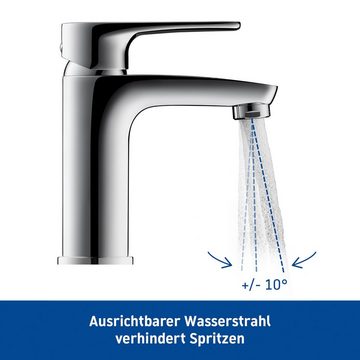 Duravit Waschtischarmatur B.1 Waschtischmischer, Größe S, mit Zugstangen-Ablaufgarnitur mit AquaControl und AirPlus, Ausladung 10,1 cm, Chrom