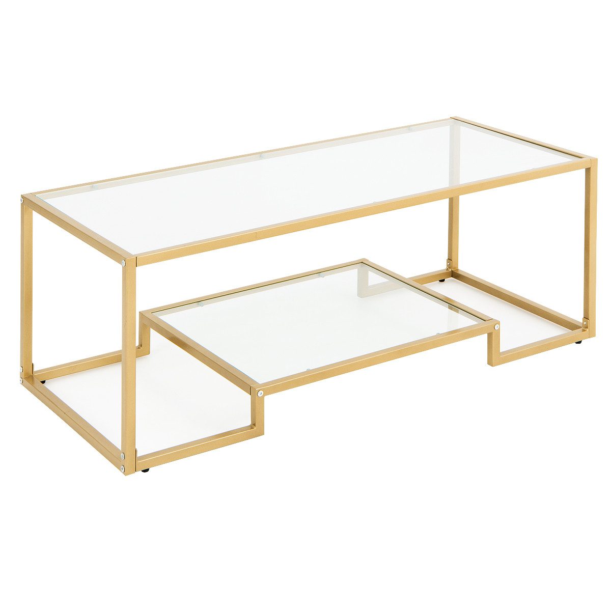COSTWAY Couchtisch, Glas, Gold, mit Metallrahmen, 114 x 51 x 43,5 cm. Reduzierter Preis € 119,99. Unverbindliche Preisempfehlung € 179,99