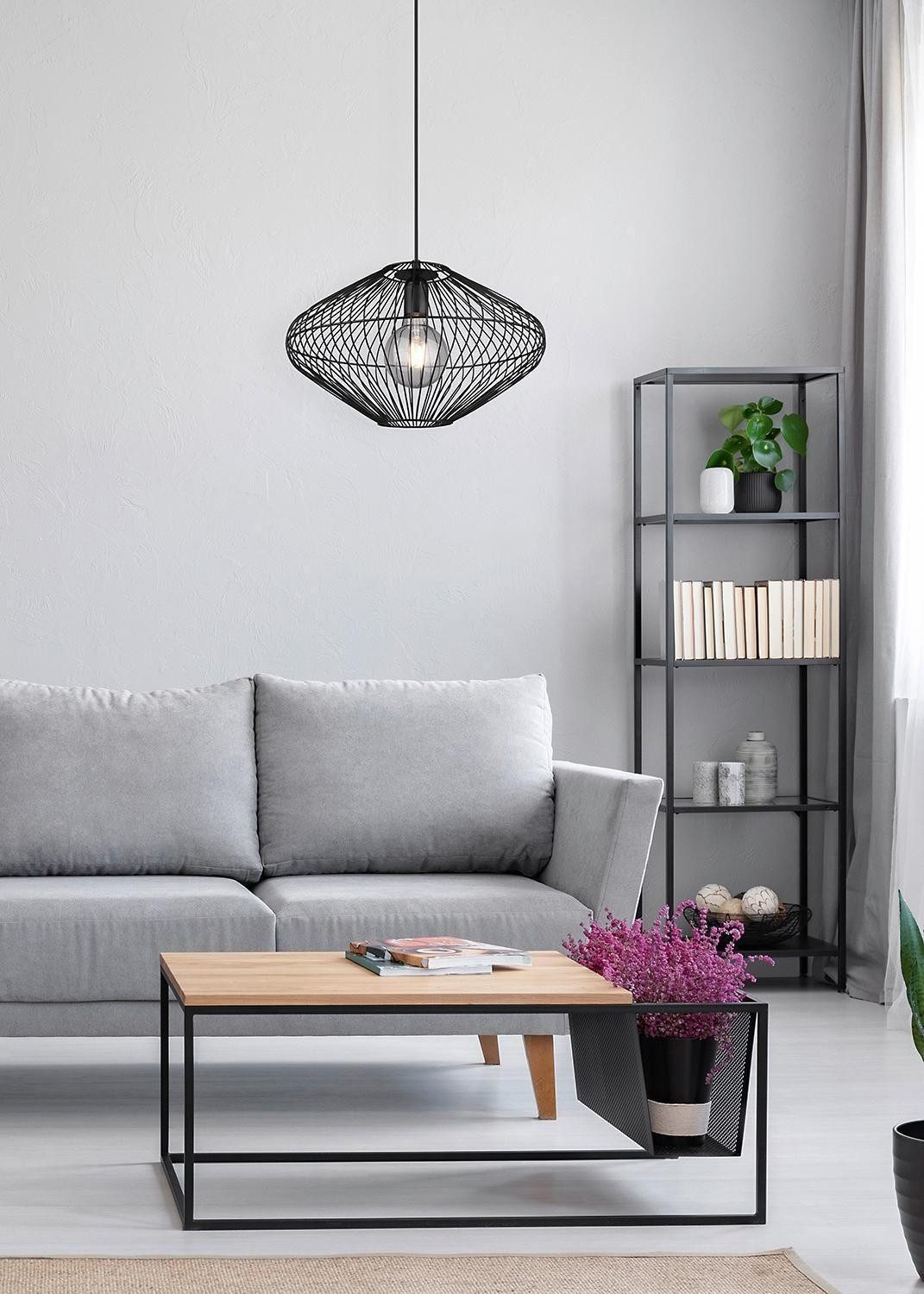 Reality Leuchten Pendelleuchte COBAIN, 1-flammig, Ø 38 x H 150 cm, Schwarz, Metall, Höhenverstellbar