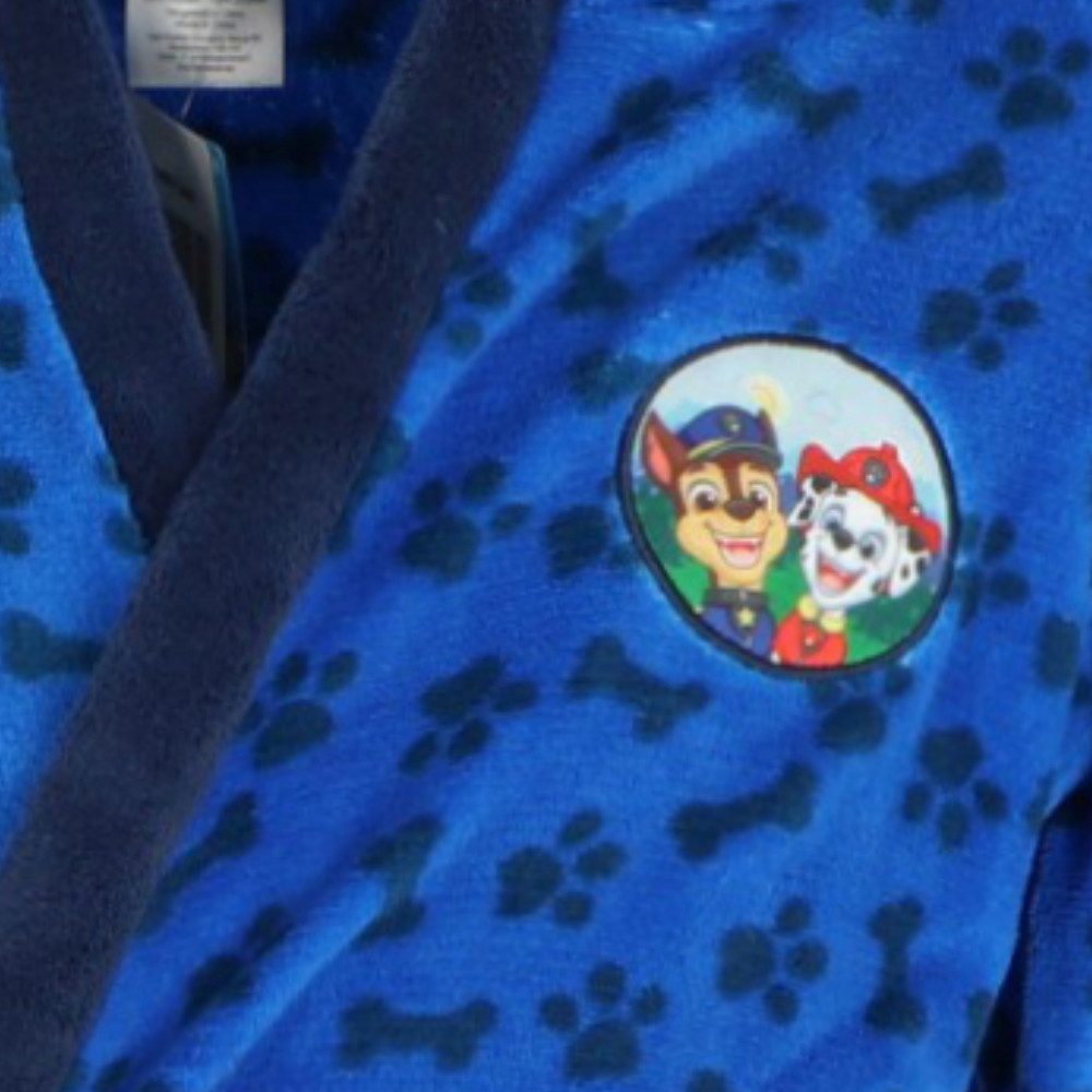PAW PATROL Kinderbademantel Paw Patrol Chase Marshall Jungen Bademantel mit Kapuze, langarm, Polyester, Gürtel, Gr. 98 bis 128