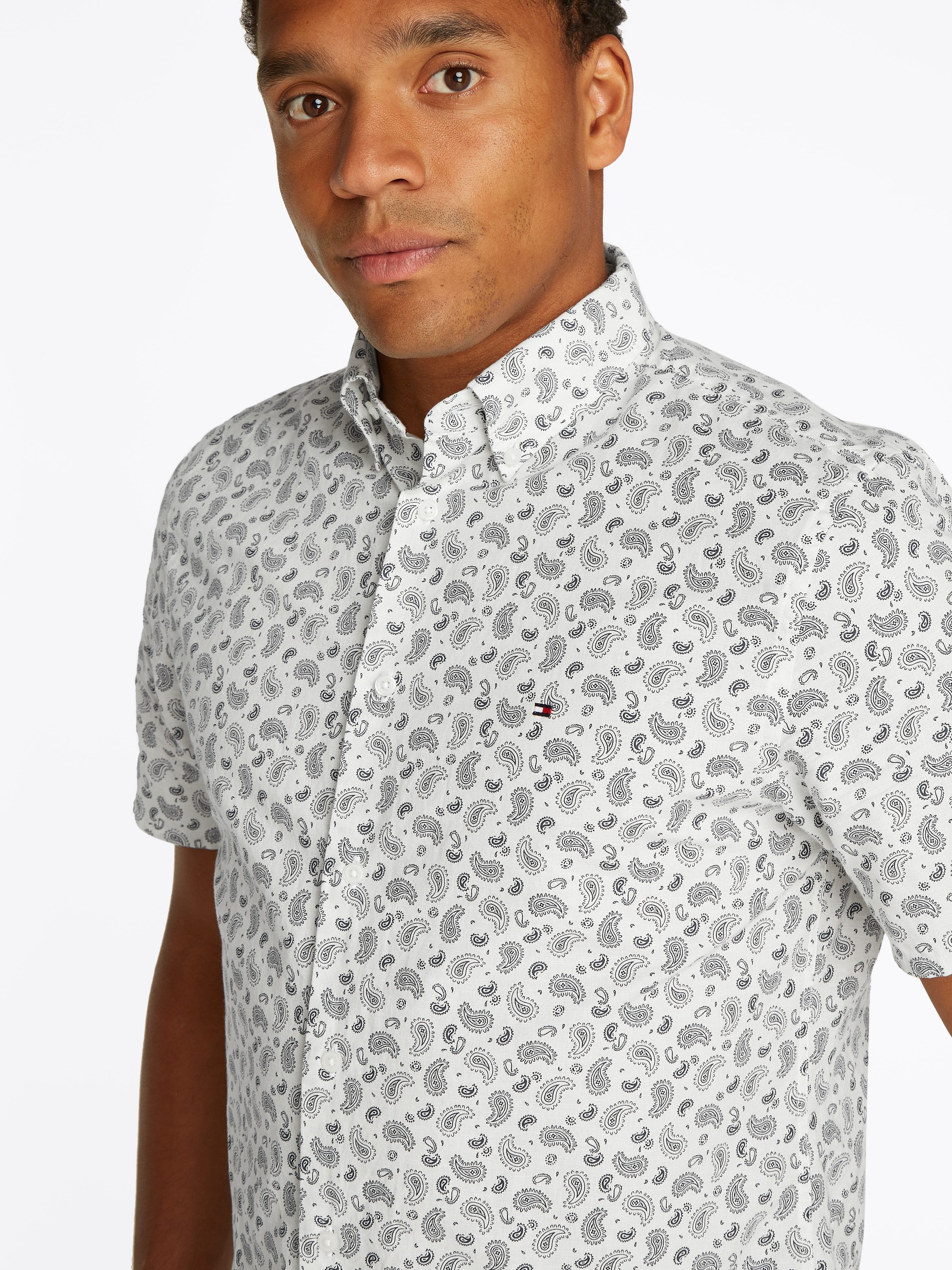 Tommy Hilfiger Kurzarmhemd COTTON LINEN PAISLEY Regular Fit SS SHIRT günstig online kaufen