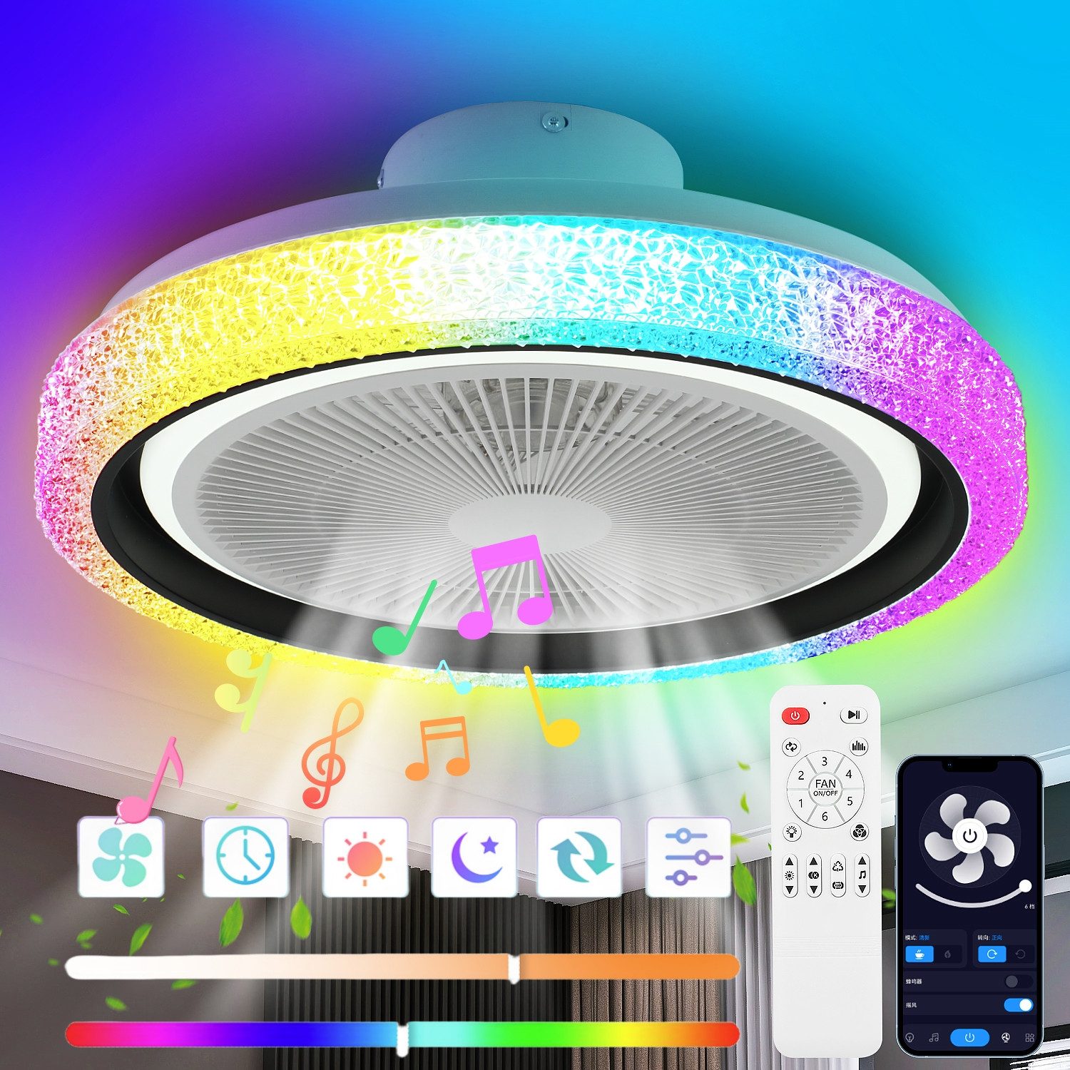 LETGOSPT LED Deckenleuchte 60W Bluetooth Musik günstig online kaufen