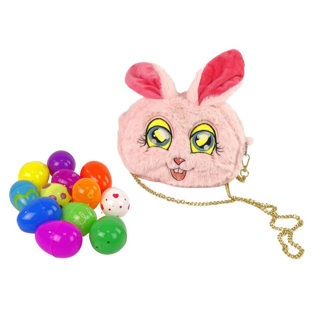 LEAN TOYS Osterei Überraschungseier Zappelfiguren Hasentasche (Spar-Set, 12 St., 7 x 5 x 5 cm befüllbar), 12 Eier, 6 Zappelfiguren, Hasentasche
