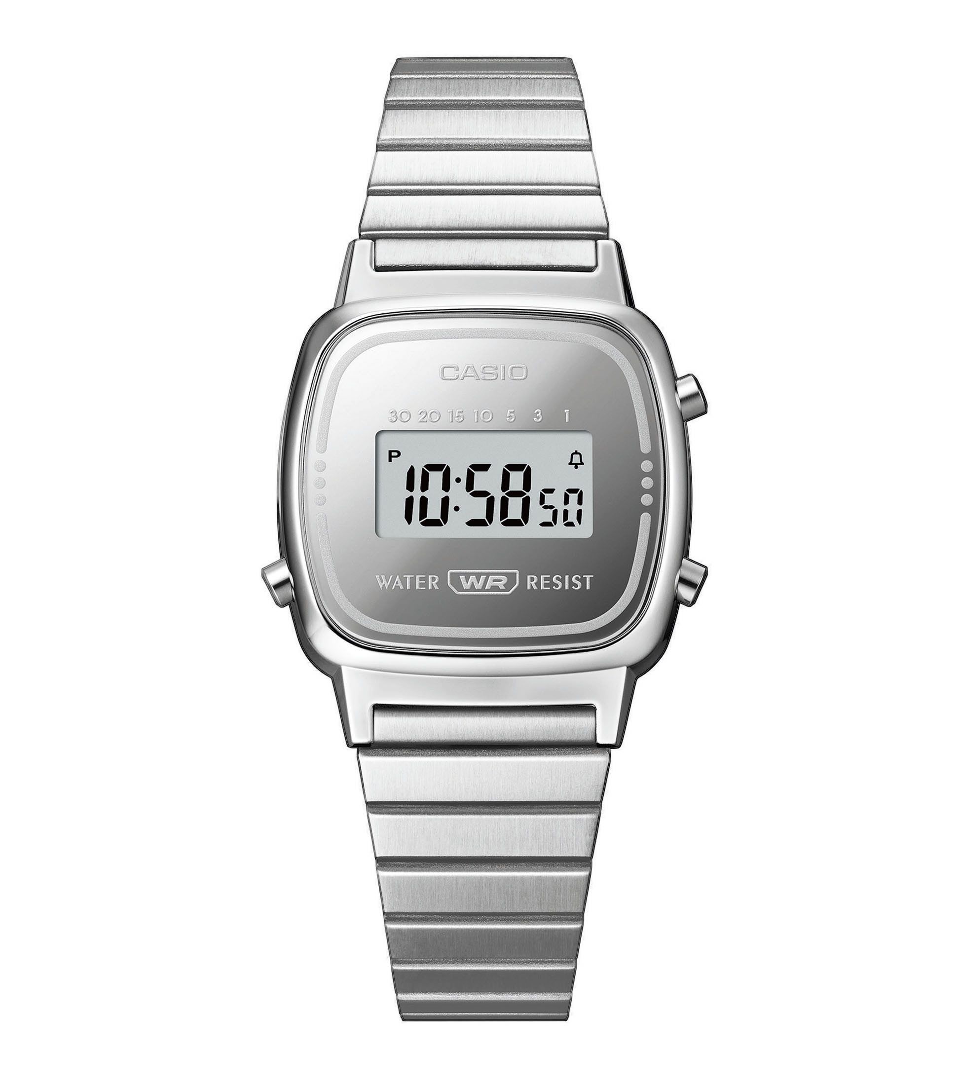 CASIO VINTAGE Chronograph LA670WES-7AEF, Quarzuhr, Armbanduhr, Damenuhr, Edelstahlarmband, digital
