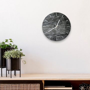 DEQORI Wanduhr 'Natursteinmauer' (Glas Glasuhr modern Wand Uhr Design Küchenuhr)