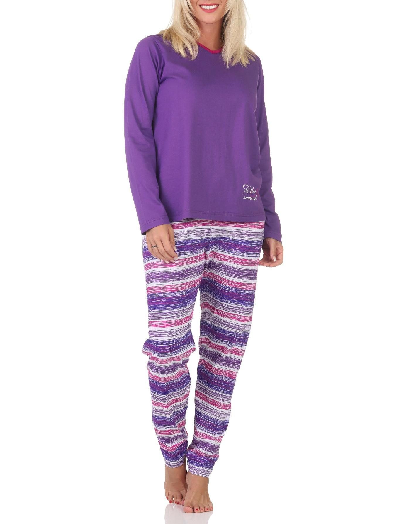Pyjama Normann Damen langarm Schlafanzug Pyjama in wunderschöner Optik
