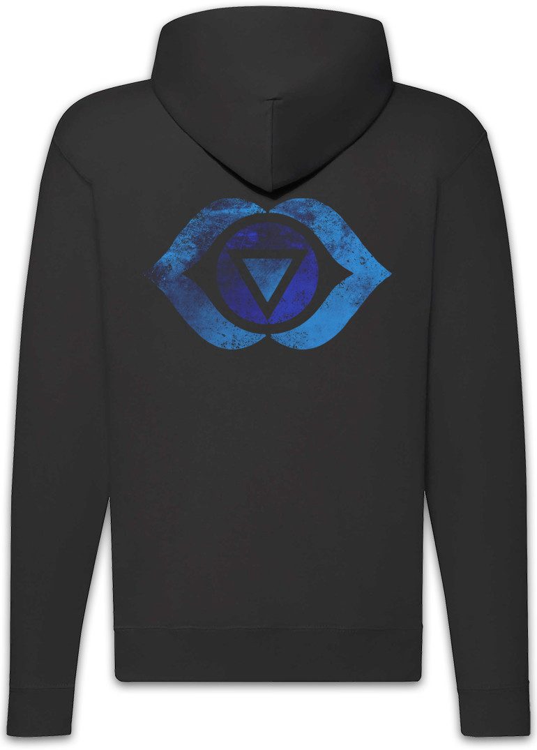 Urban Backwoods Sweatjacke Chakra Ajnya Zipper Hoodie Ajna Stirn Buddha Stirnchakra Third Eye (1-tlg) Zwei Blätter Mystik Mystic
