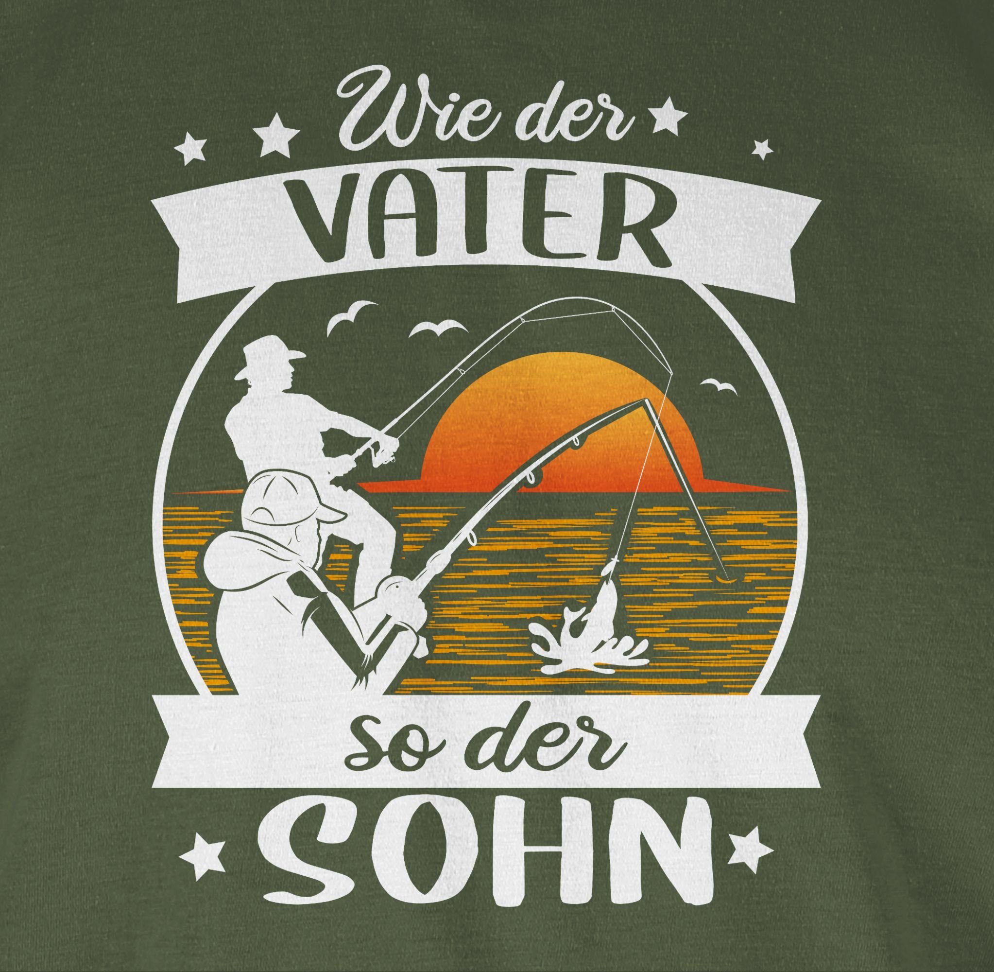 Shirtracer T-Shirt Wie Vater der Army Angler Angeln - Grün weiß/orange der so - 2 Geschenke Sohn
