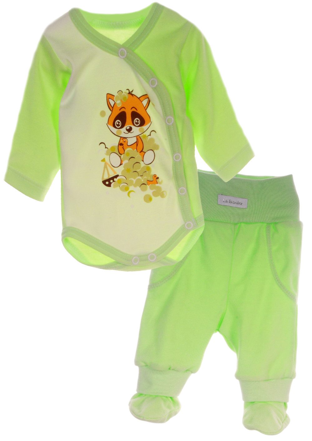 Body & Hose Baby Set Erstlings Anzug in Grün Wickelbody Schlupfhose
