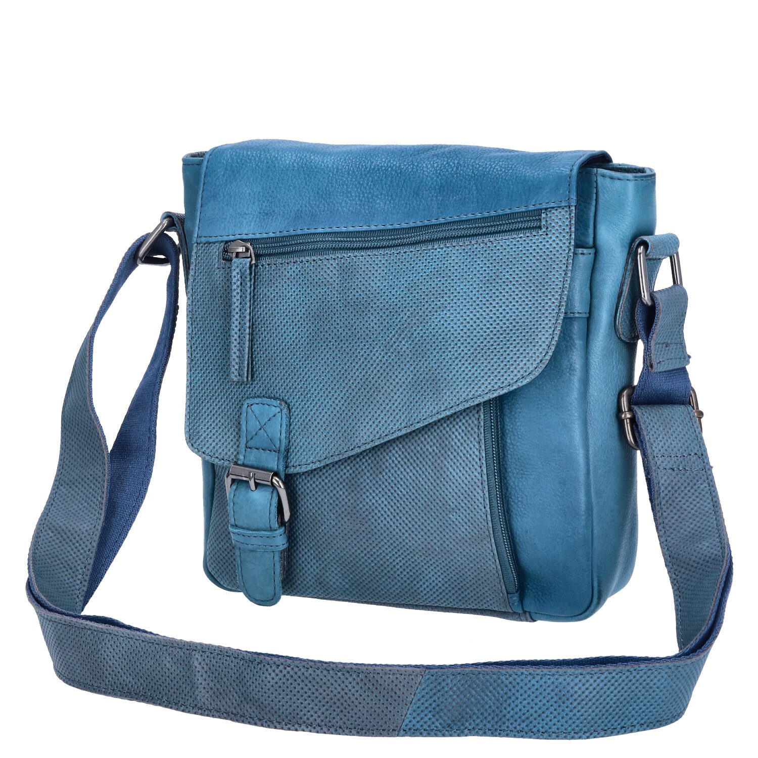 Umhängetasche The Skandinavian Brand Damen Leder Schultertasche Blue