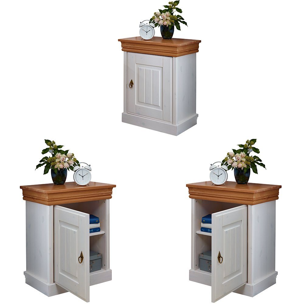 Lomadox Schlafzimmer-Set SAVONA-69, (Spar-Set, 4-tlg), Kiefer massiv weiß m günstig online kaufen