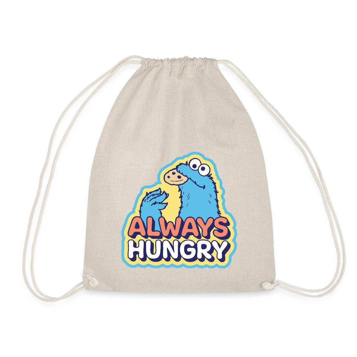 Turnbeutel Sesamstraße Krümelmonster Design Always Hungry Turnbeutel