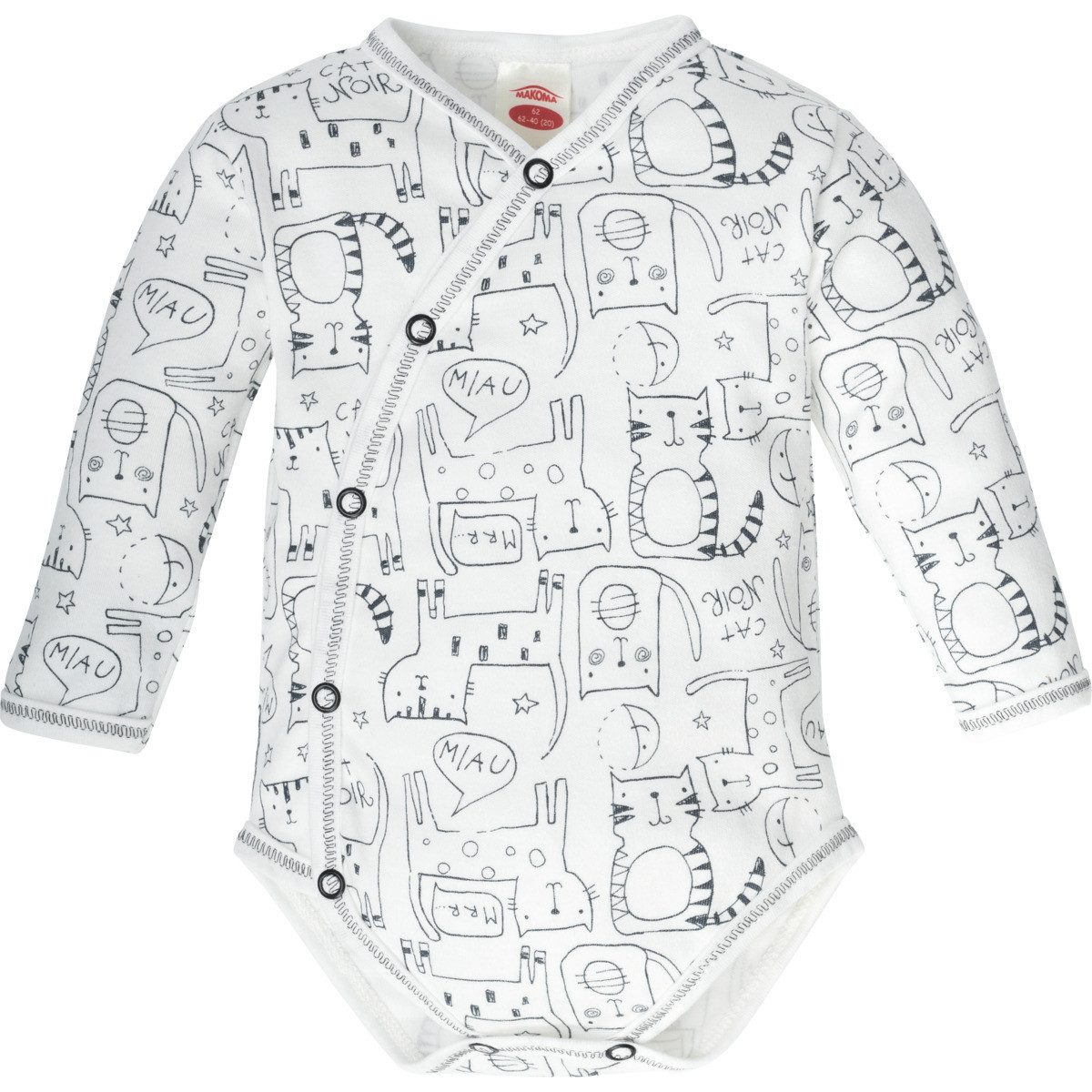 Makoma Langarmwickelbody Katze Unisex Kinder (1-tlg) Langarm Einteiler, Body, Longsleeve-Body, Bodysuit, Stretchbody