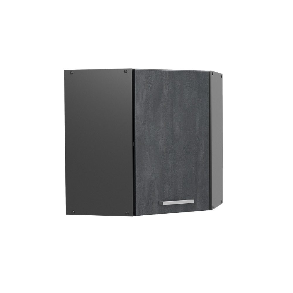 Eckhängeschrank R-Line, Schwarz Beton/Anthrazit, 57 cm