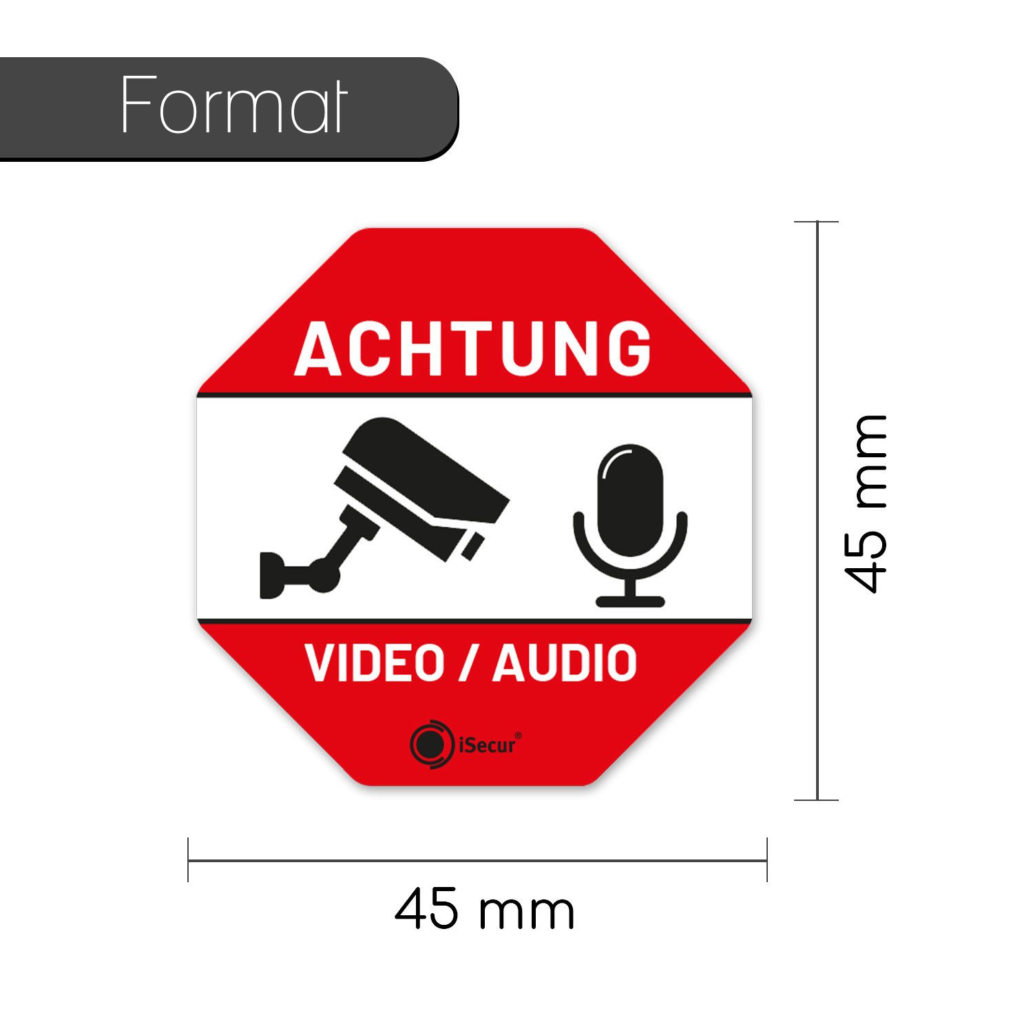 iSecur Aufkleber iSecur Video Audio Aufkleber 6x -Wetterfest selbstklebend I hin839