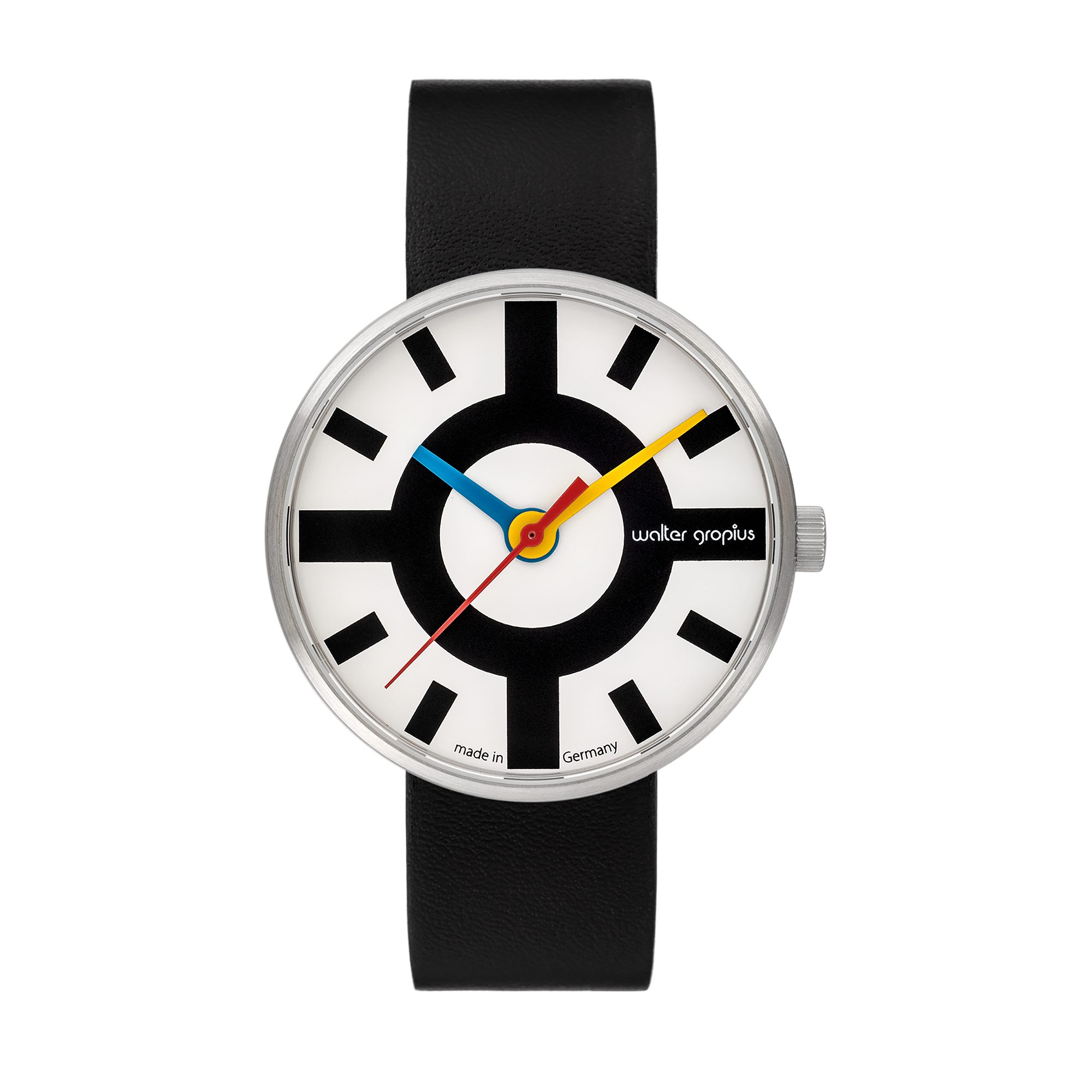 Walter Gropius Quarzuhr Made in Germany, Saphirglas, Forum Crossway - WG 006-03, Designeruhr, Lederarmband mit Easy-Release System, Edelstahlgehäuse