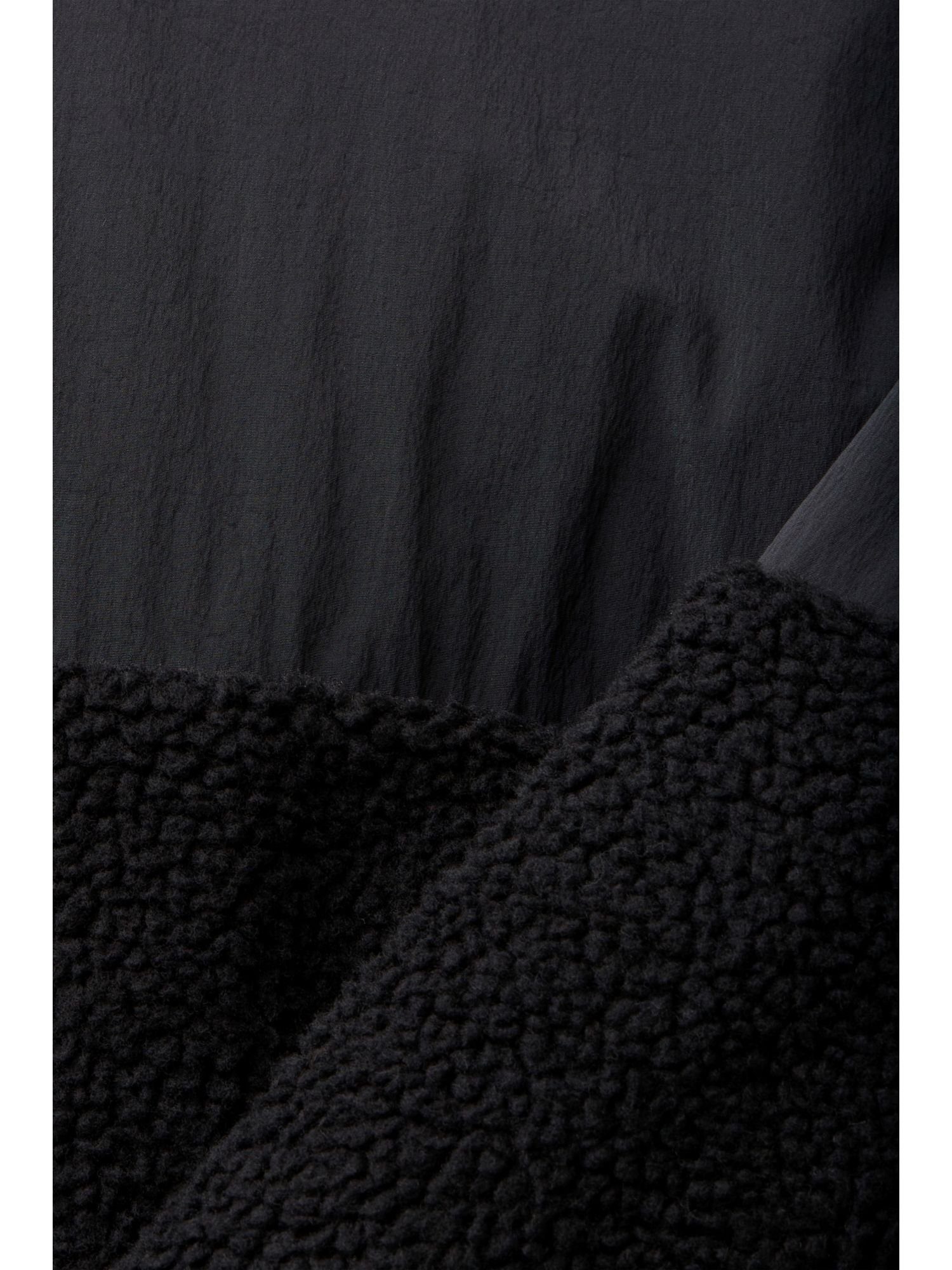 Esprit Fleecejacke Sherpa-Jacke in Design abgenähtem BLACK