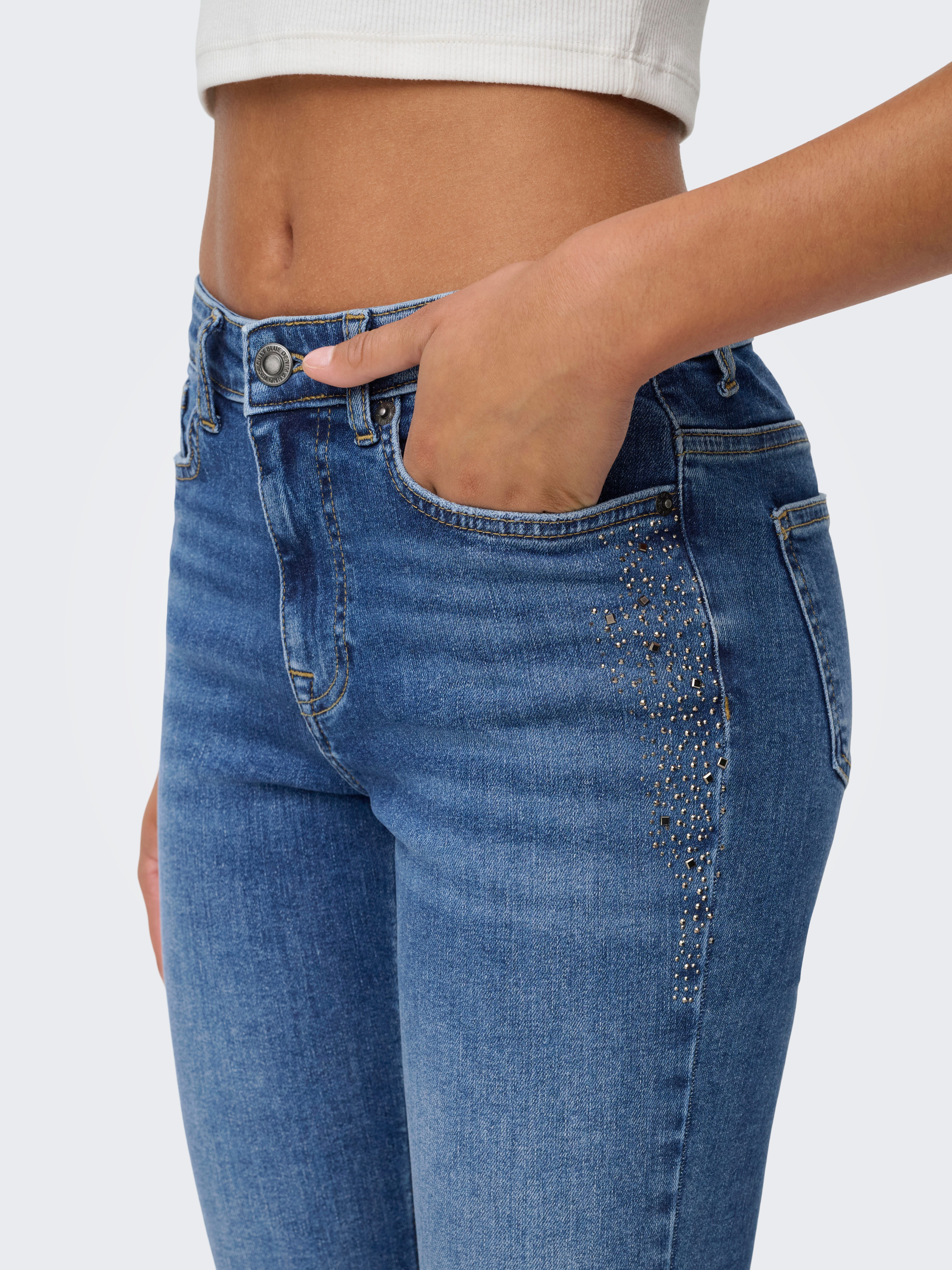 ONLY Slim-fit-Jeans ONLSUI MID SLIM RHINESTONE DNM TAI