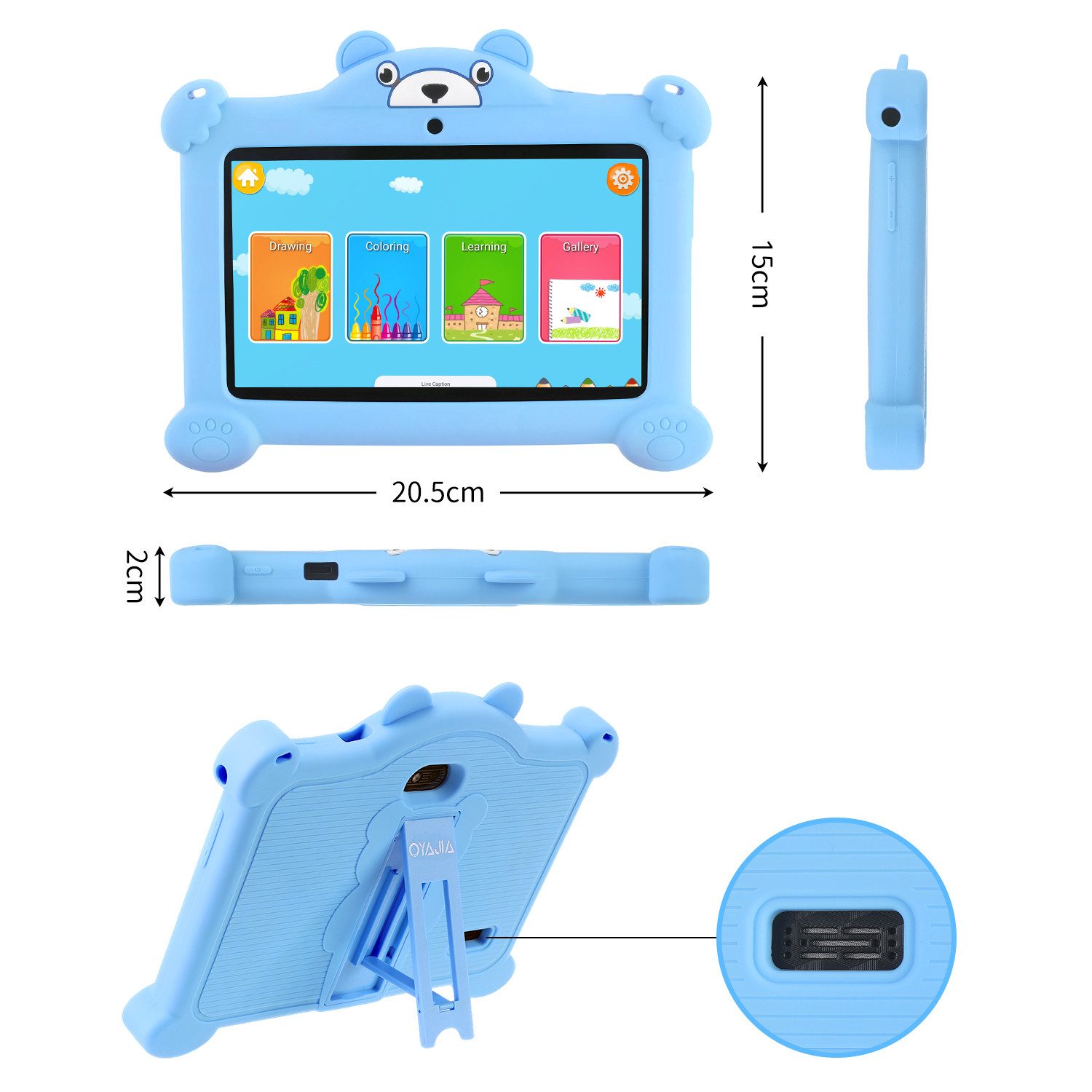 LETGOSPT 7 Zoll 4GB+64GB WiFi Bluetooth IPS HD-Display Android 15 Kinder Tablet (7", 64 GB, Android 15, WiFi, ab 3 Jahren Dual-Kamera mit Hülle & Stift, Google Kids Space Gemini AI)