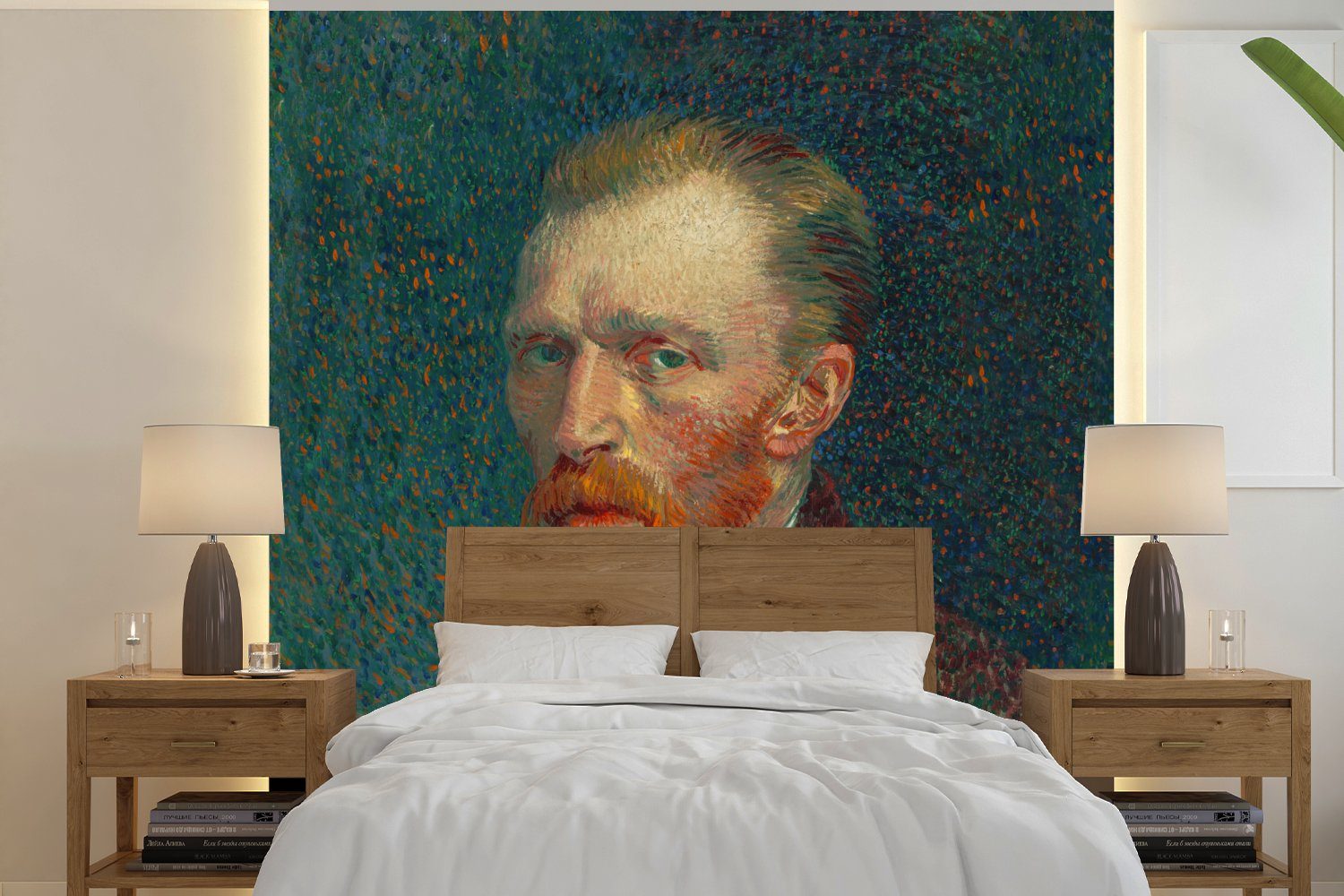 MuchoWow Fototapete Kunst - Van Gogh - Alte Meister - Selbstporträt, Matt, bedruckt, (5 St), Vinyl Tapete für Wohnzimmer oder Schlafzimmer, Wandtapete