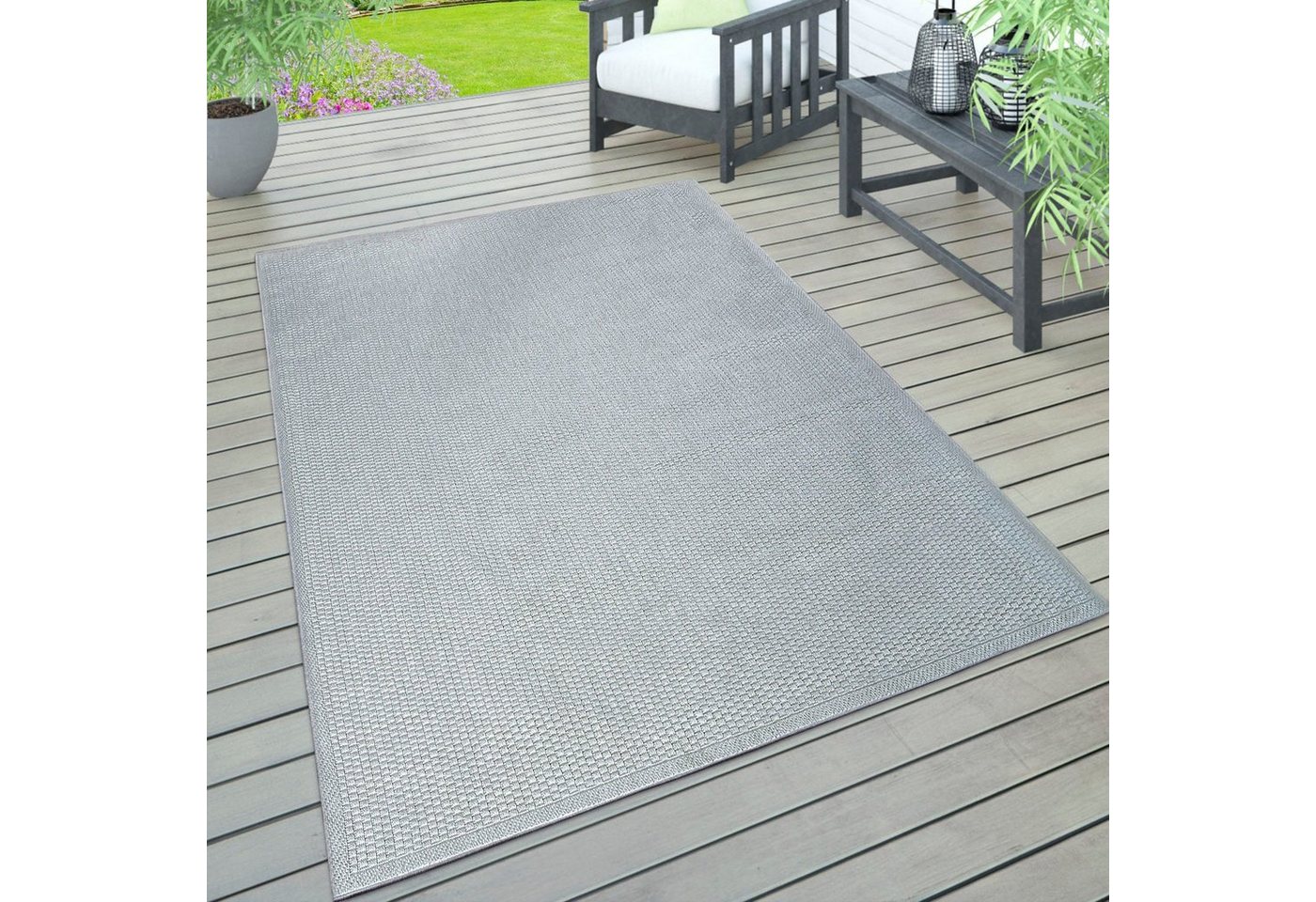 Paco Home Teppich Timber 125, rechteckig, Höhe: 4 mm, Flachgewebe, Sisal Optik, auch als Läufer, In- und Outdoor geeignet