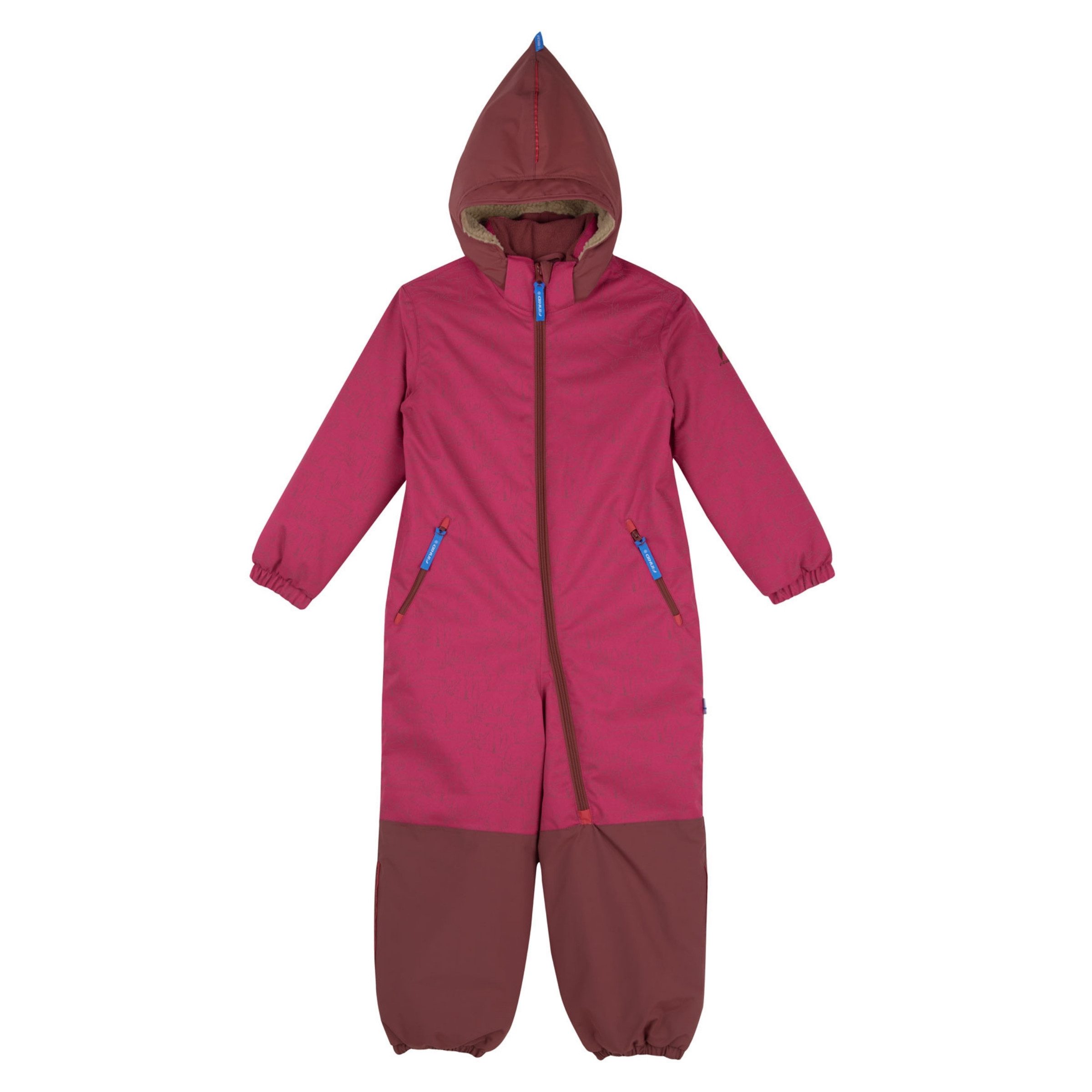 Finkid Schneeoverall Finkid Turva Ice Winteroverall mit reflektierendem Print Raspberry Schneeanzug Schneeoverall Wetteranzug