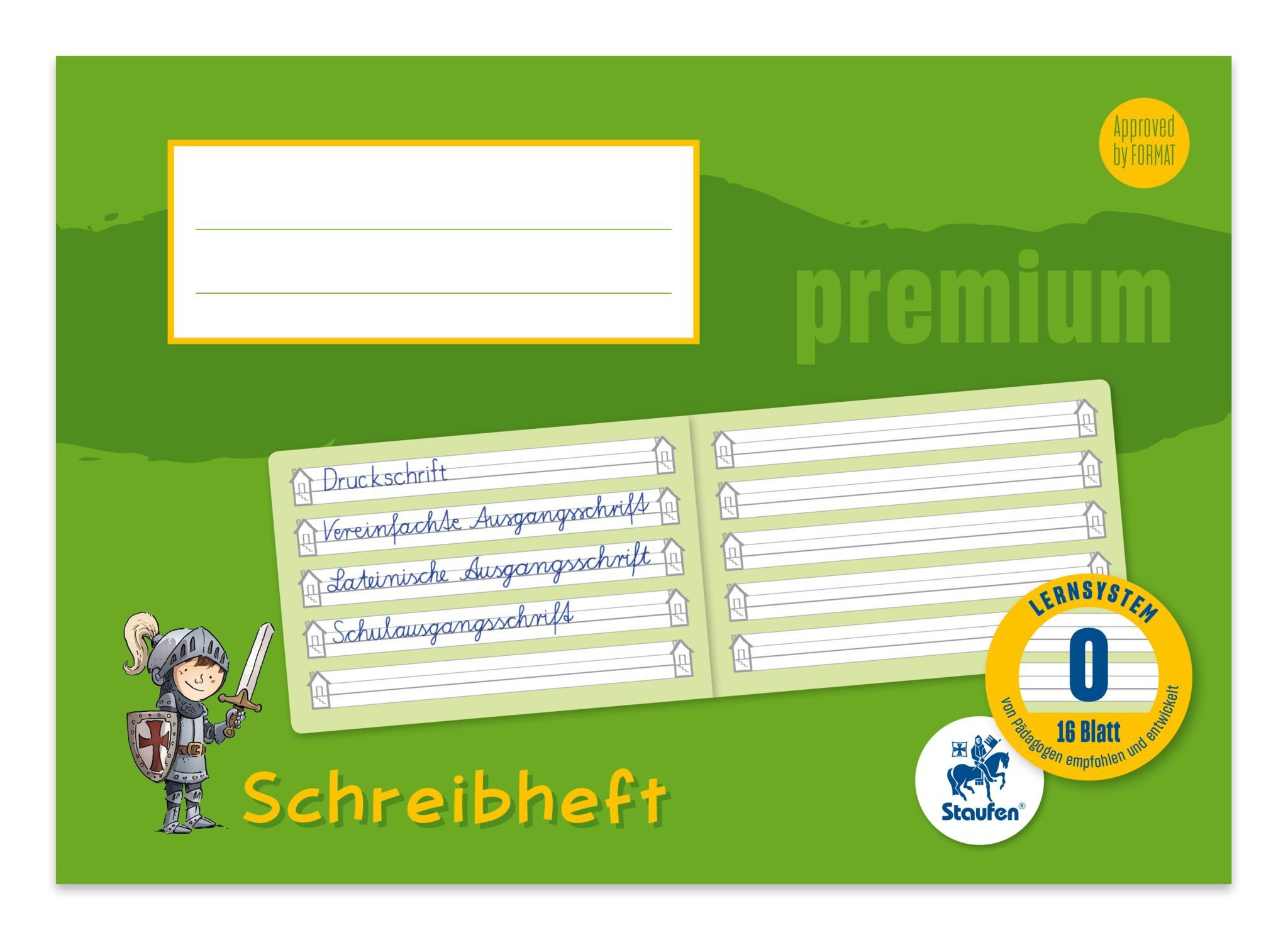 Staufen Schulheft 2x Schreiblernheft Premium Lineatur 0 (1.Schuljahr) liniert ohne Rand