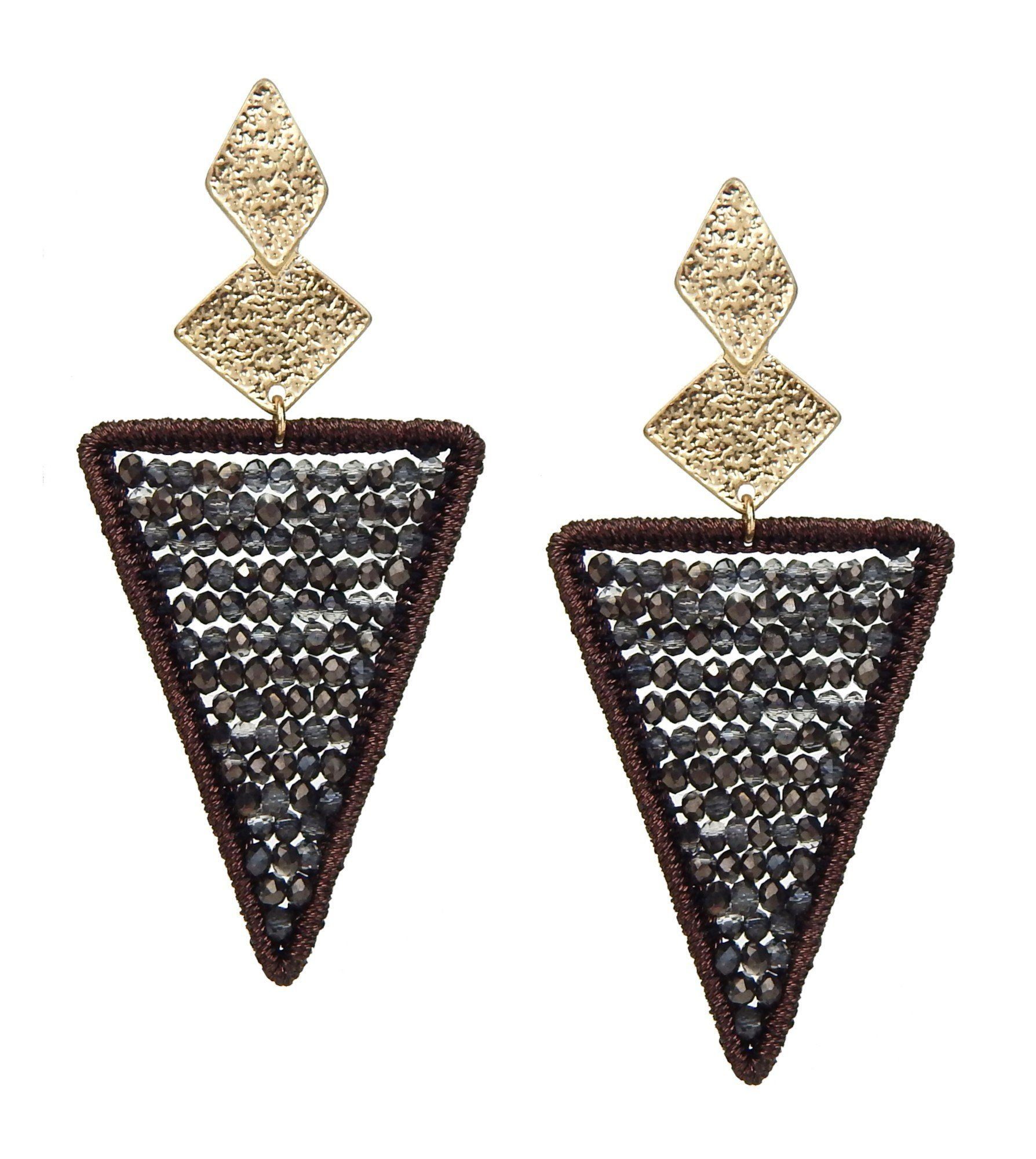 Ella Jonte Paar Ohrstecker, Glitzer Ohrringe gold braun grau Grafik Style günstig online kaufen