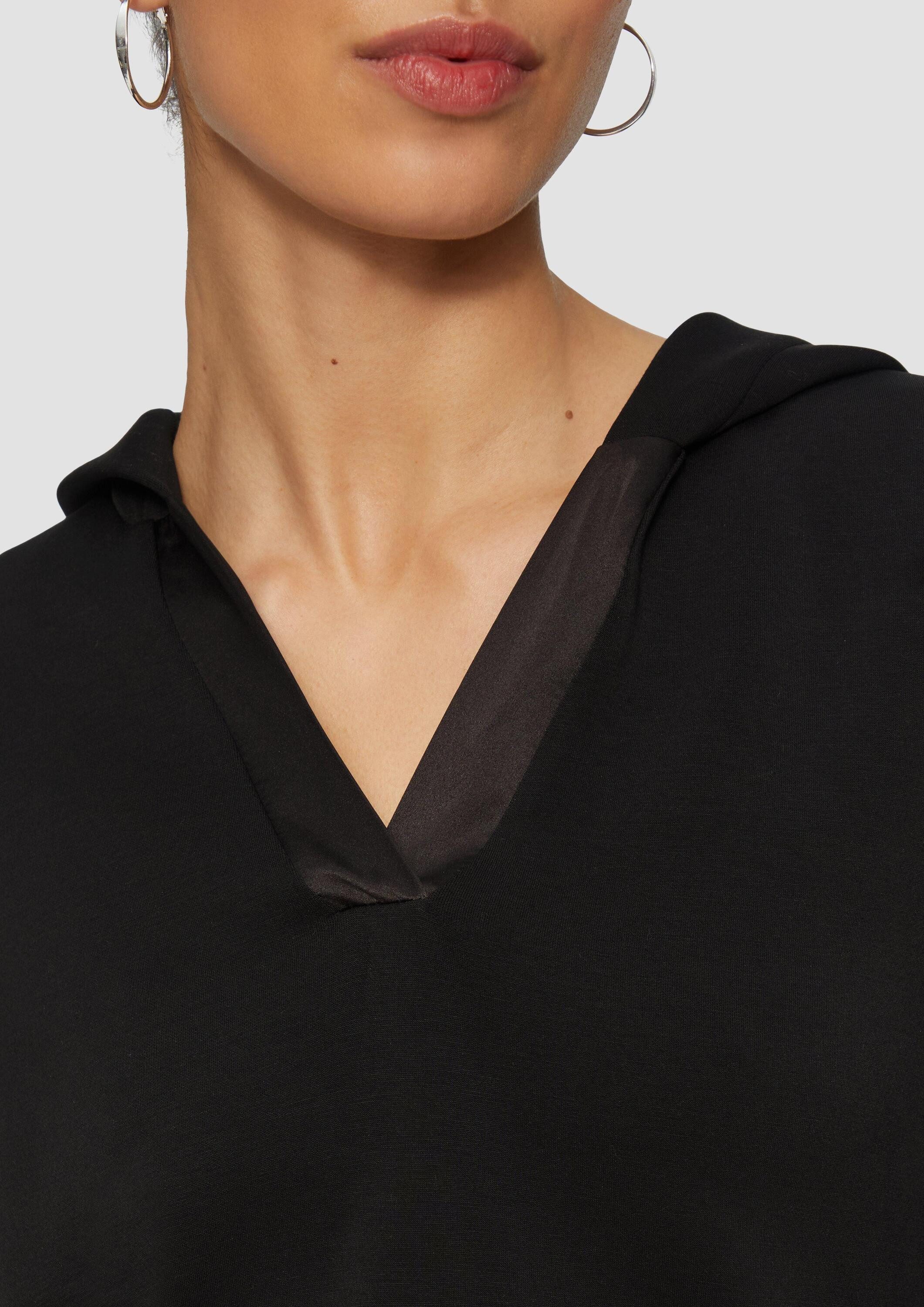 s.Oliver Sweatshirt Sweatshirt Kapuzenshirt aus Sweat mit Satin-Details