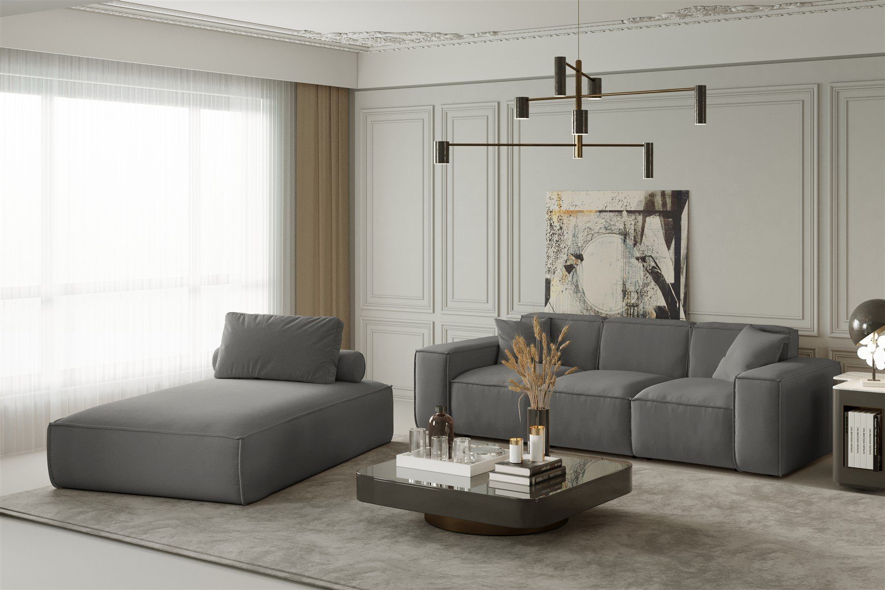 Fun Möbel Polstergarnitur Sofa-Set 2-teilig Chaiselongue günstig online kaufen