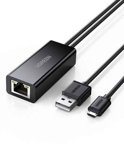 UGREEN Netzwerk-Adapter USB 3.0 Typ A zu RJ45, Ethernet Adapter für Chromecast und TV Stick Micro USB auf RJ45 LAN Netzwerkadapter mit USB 2.0 Netzkabel für Stromversorgung