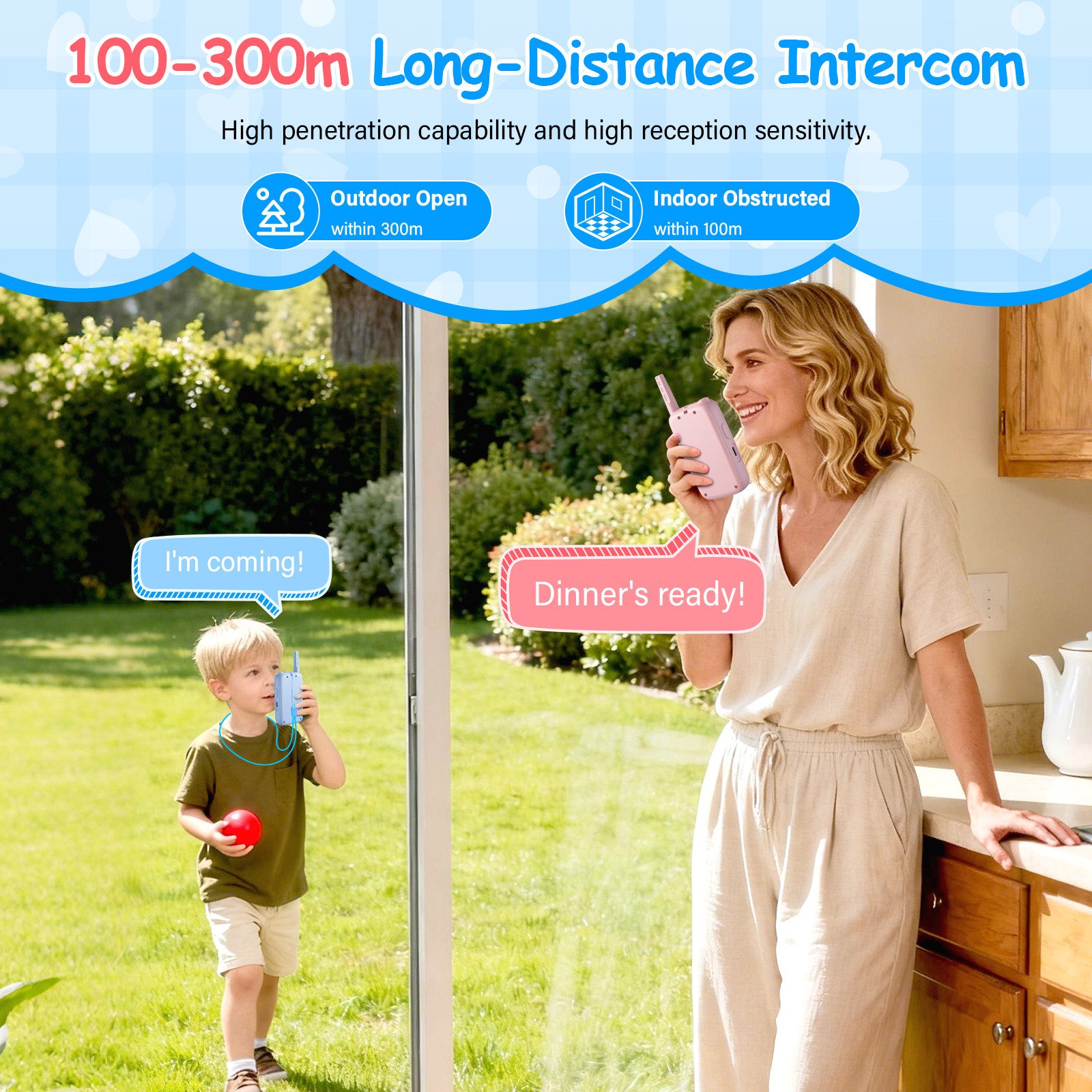 AIBISTAR Walkie Talkie Kinder Walkie Talkie 2er Set wiederaufladbar 5km Reichweite, (Set)