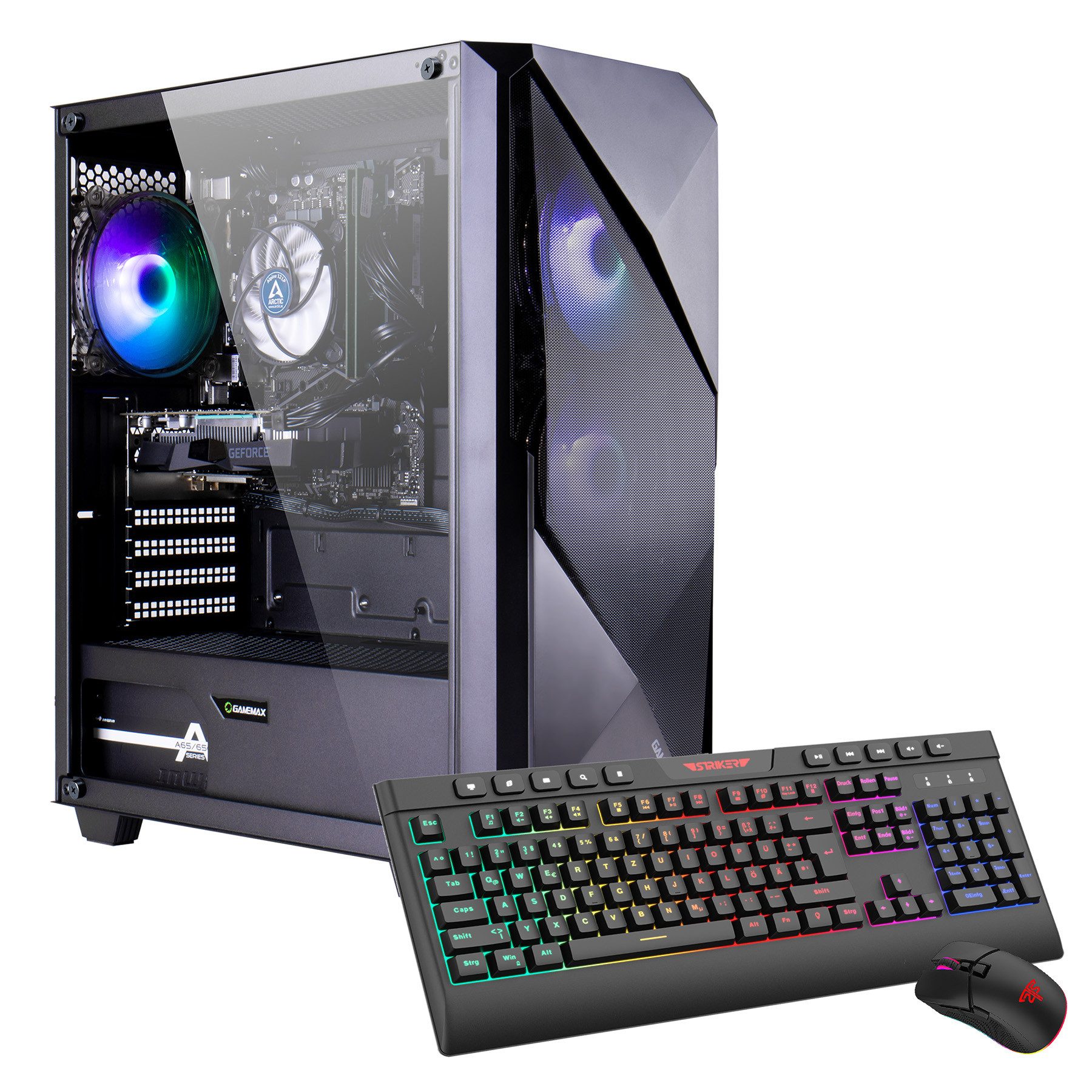 GAMEMAX Striker 8135 AMD Ryzen 7 5700X 32GB 1TB SSD RTX 5060Ti (8GB) Gaming-PC (AMD Ryzen 7 5700X, RTX 5060 Ti, 32 GB RAM, 1000 GB SSD, Luftkühlung, Windows 11)