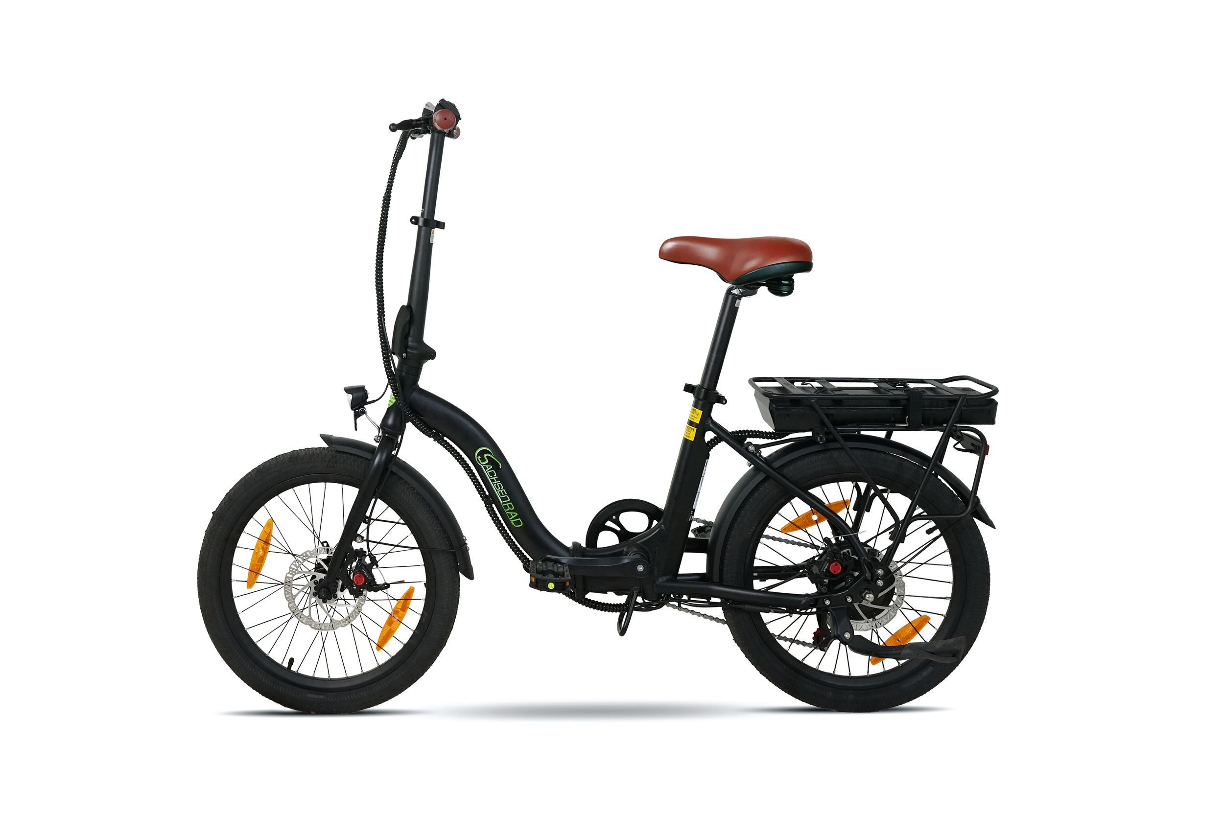 SachsenRAD E-Bike Faltrad Faltrad F2 Farmers mit Korb und Alarmanlage, 7 Gang Shimano, Kettenschaltung, Heckmotor, 468 Wh