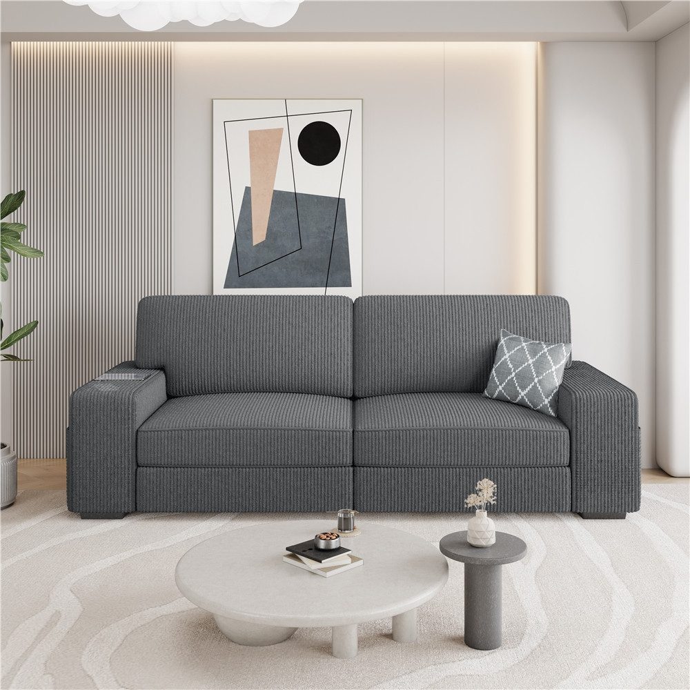 Yaheetech Sofa, Polstersofa aus Cordstoff mit Abnehmbare Kissen und Rückenlehnen