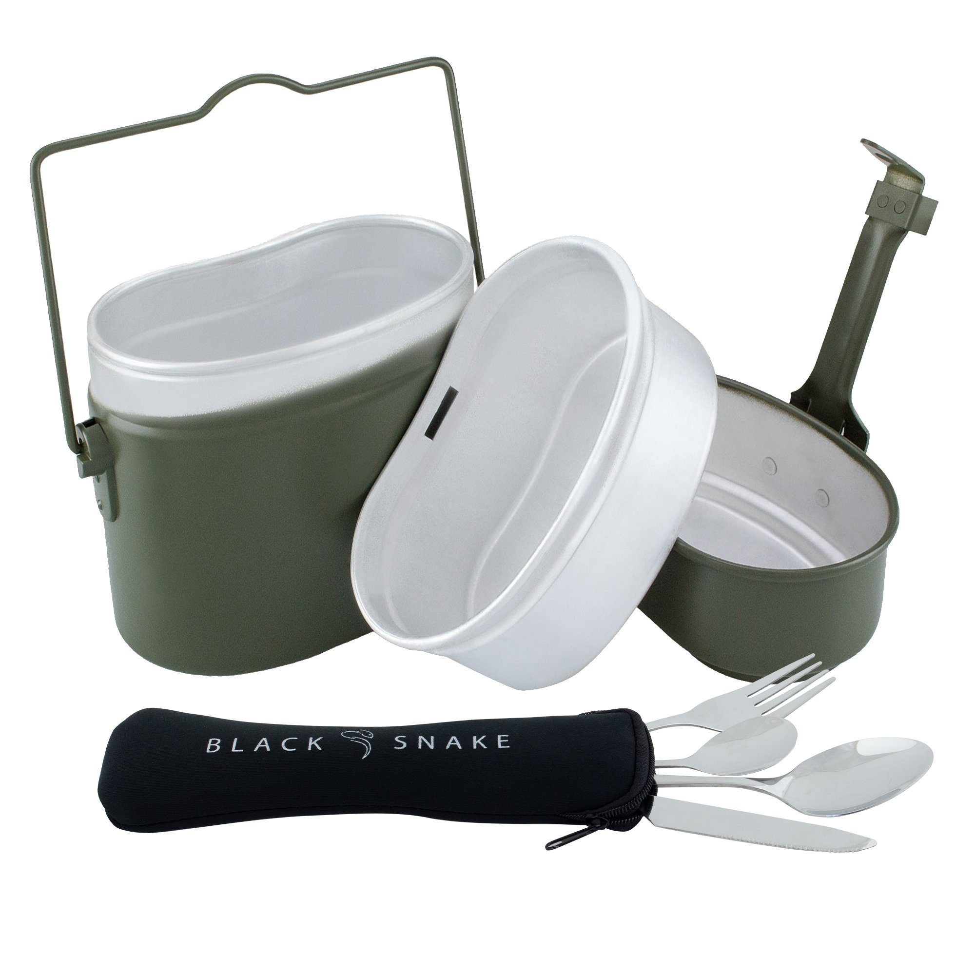 Black Snake Geschirr-Set Camping Kochgeschirr mit Besteck Set, 1 Personen