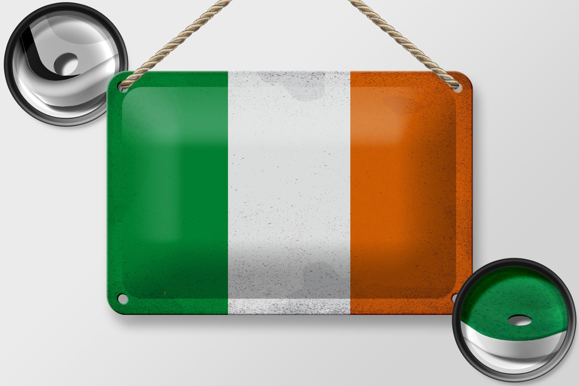 Femer GmbH Metallschild Flagge Irland 18x12cm Flag of Ireland Vintage, (1 St), gewölbte Oberfläche, abgerundete Ecken, umgeschlagene Kanten