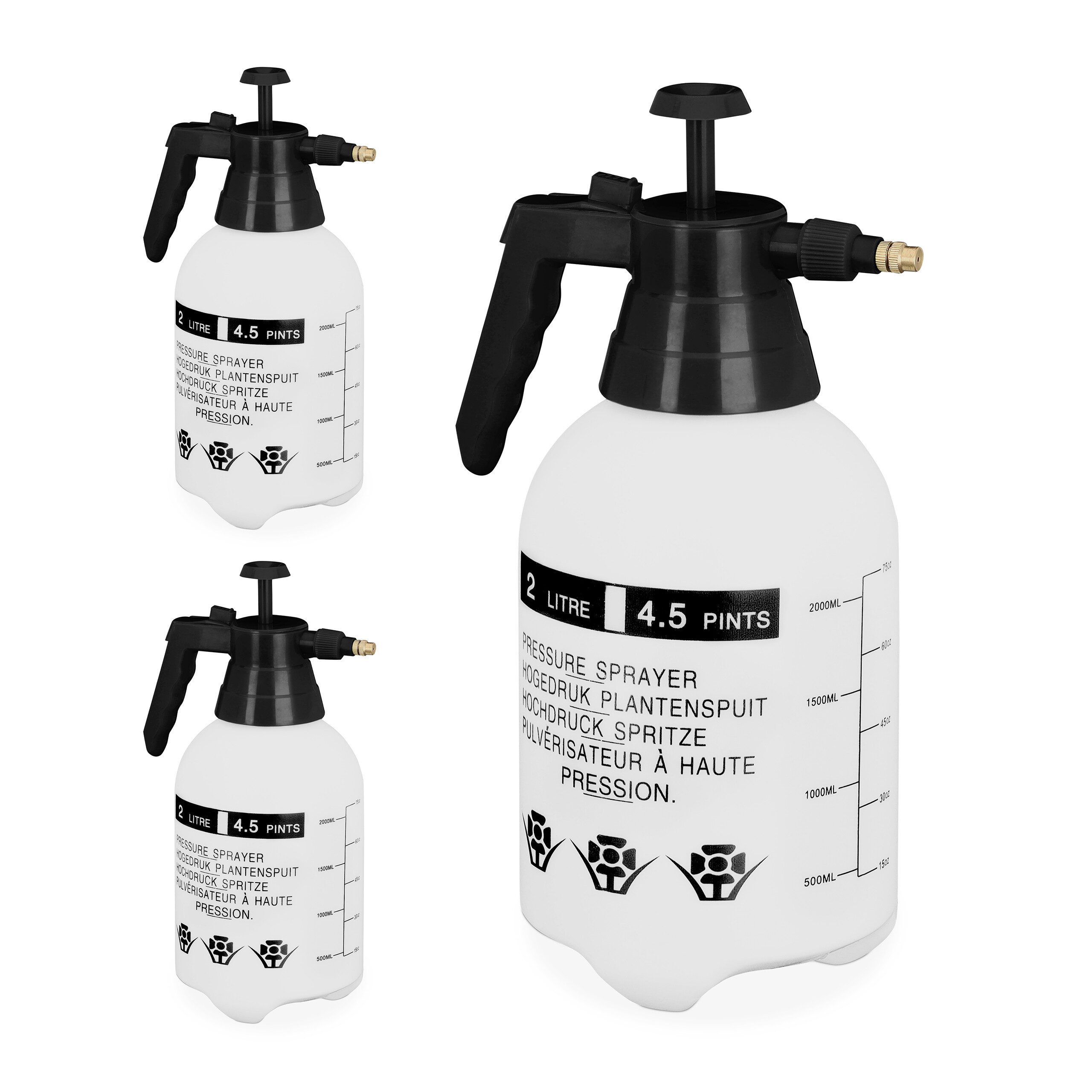 Drucksprühgerät 3 x Drucksprüher 2 Liter schwarz