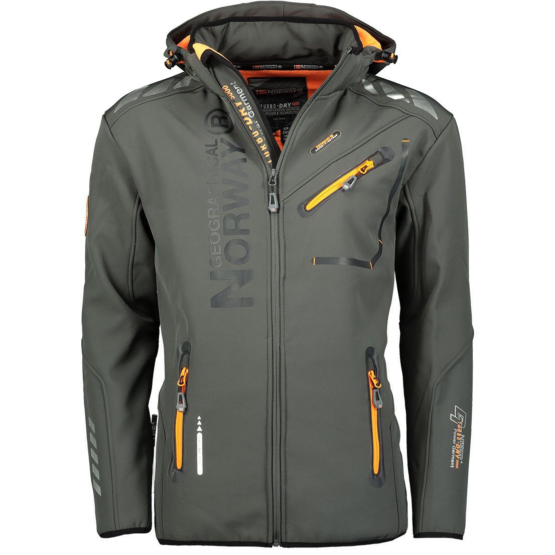 Geographical Norway Softshelljacke Herren Outdoor Herbst Regenjacke Jacke brroyaute (S bis 7XL, 1-St) Mit Kaputze GRAU/ ORANGE