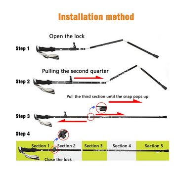 OSTWOLKE Wanderstöcke Trekkingstöcke Faltbar Wanderstöcke Ultraleicht Unisex 110-130cm (2 St), Ultraleicht, Faltbare & Verstellbar, Ergonomisch & Rutschfest