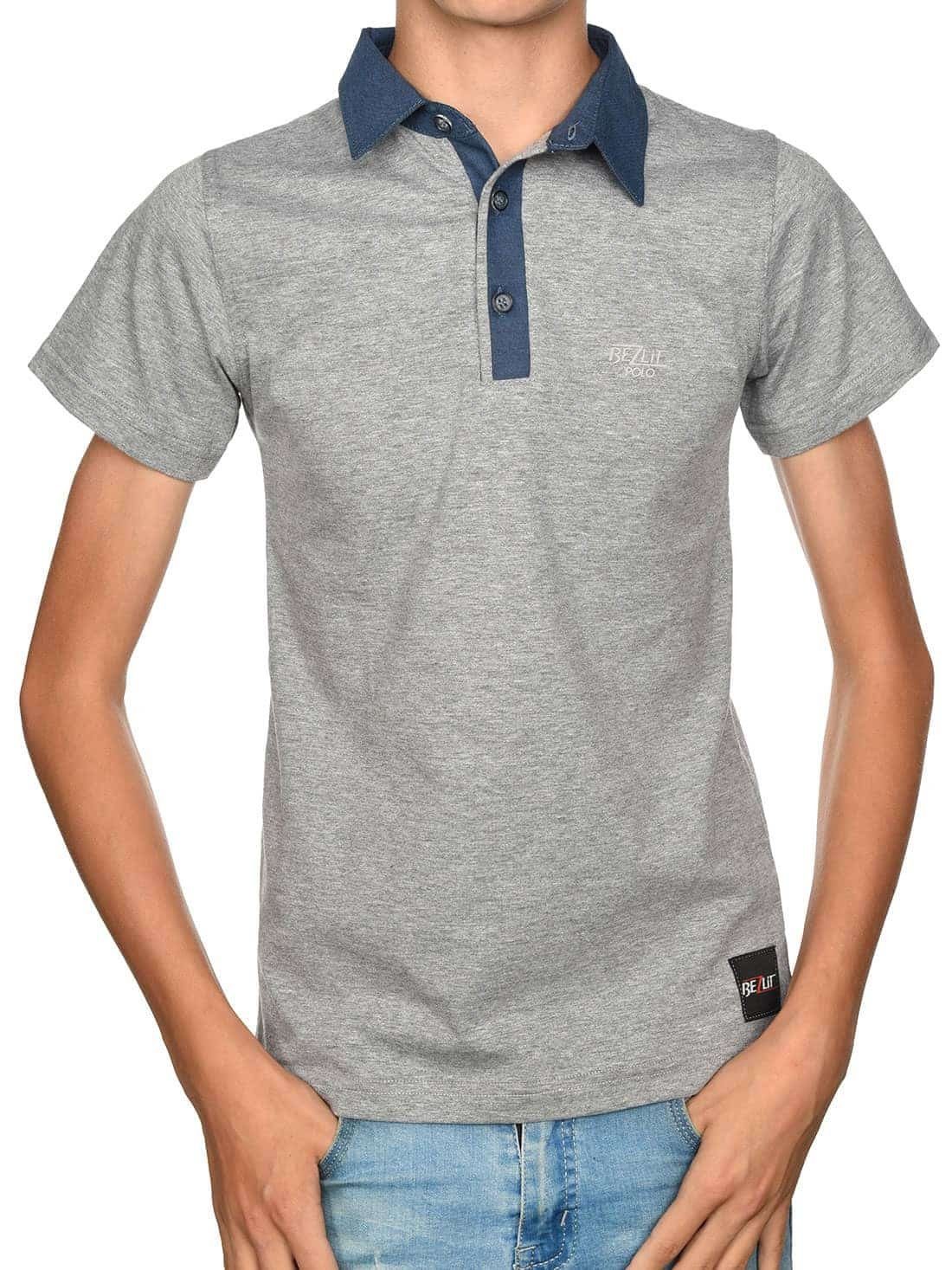 BEZLIT Kurzarmshirt Jungen Polo Shirt mit Kontrastfarben (1-tlg) Casual Grau