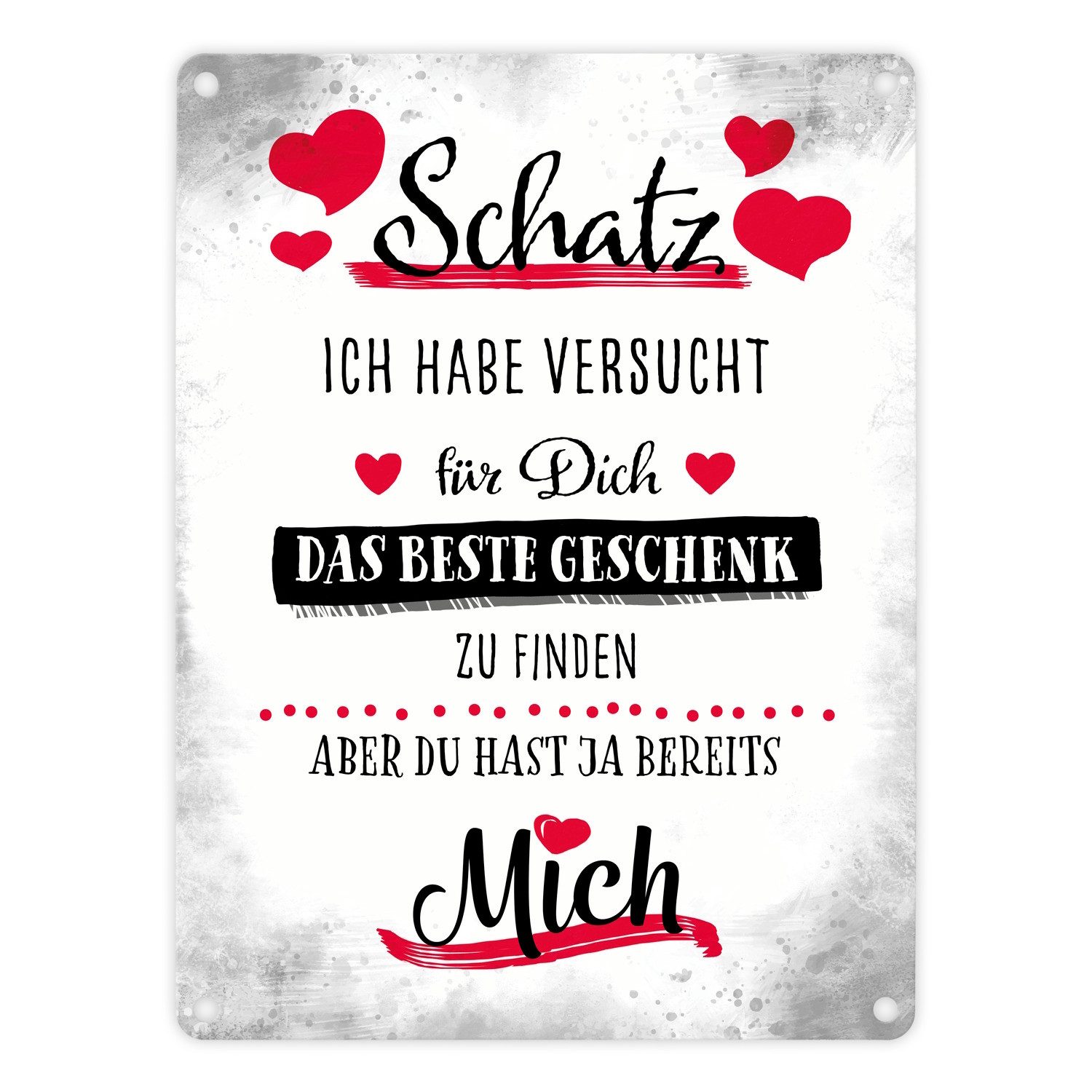 Metallschild Bestes Geschenk für Schatz zum Valentinstag Metallschild in 15x20 cm