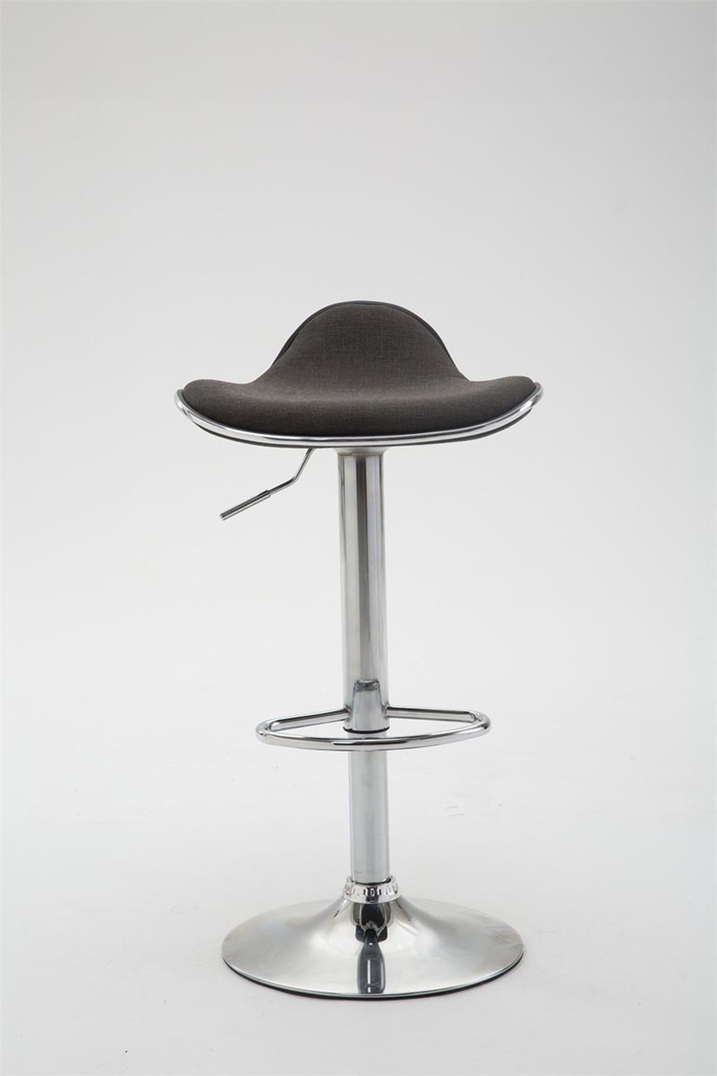 TPFLiving Barhocker höhenverstellbar (Barstuhl - Thekenhocker - Hocker für Küche - Tresenhocker), 360° drehbar - chromfarbener Stahl - Sitzfläche: Stoff Dunkelgrau