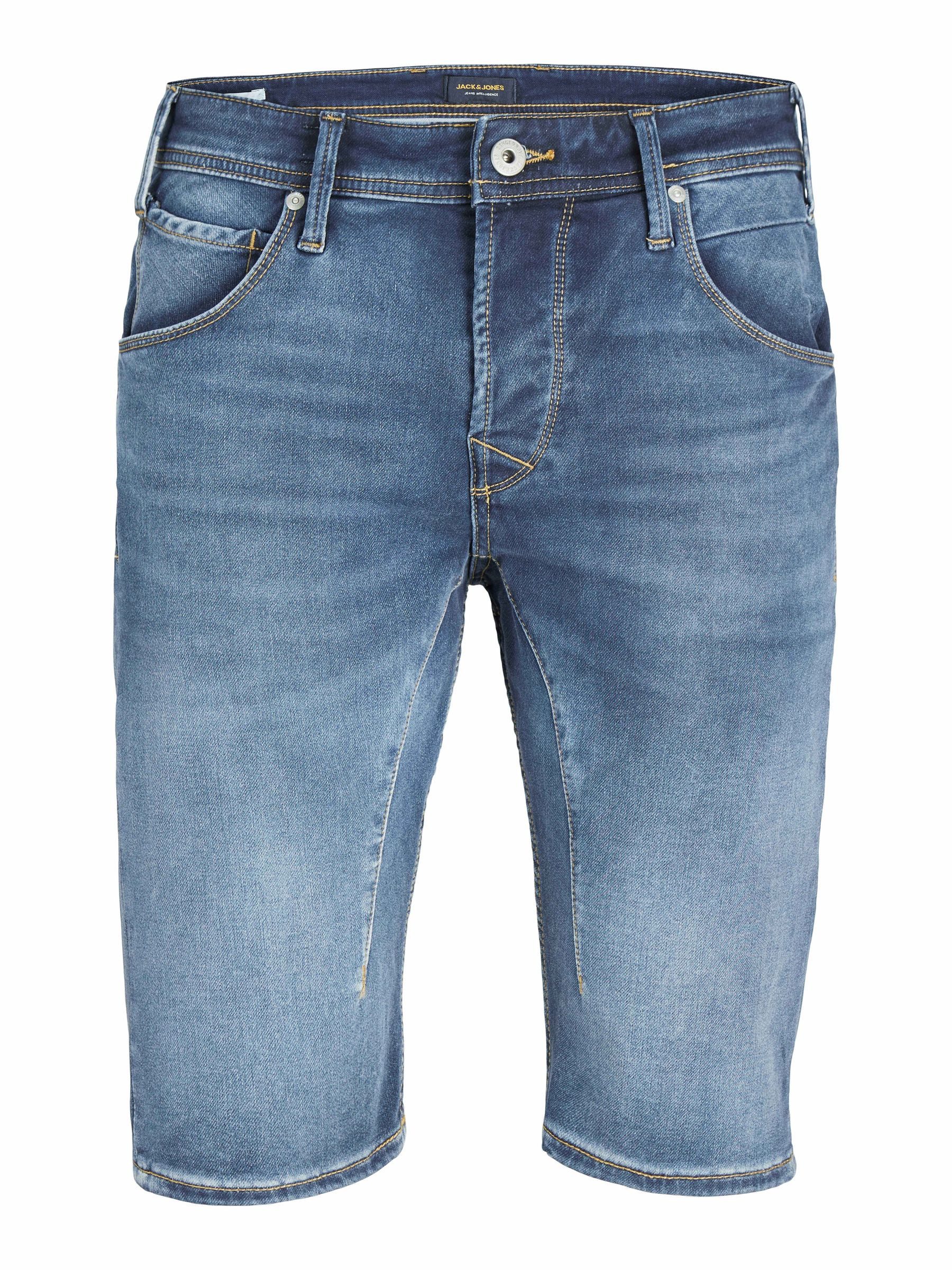 Jack & Jones Jeansshorts Straight Fit Zip Fly Eingrifftaschen für Herren (1-tlg) Recyceltes Material, Baumwolle nachhaltig Normal Fit Einfarbig