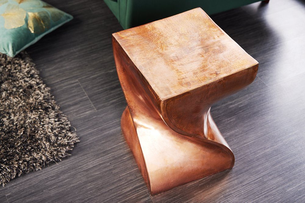 riess-ambiente Beistelltisch TWIST 45cm kupfer geflammt · handmade Nachttisch aus Metall, Hocker · Beistelltisch · Modern Design · poliert · Sanduhr-Form