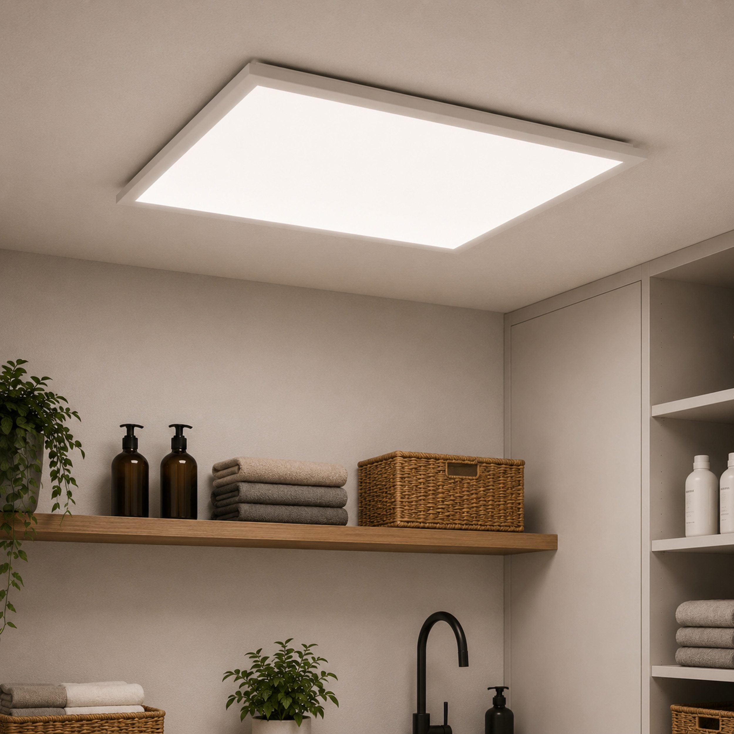Lightbox LED Panel, Bewegungsmelder, LED fest integriert, Neutralweiß, Präsenzsensor, 45 x 45 cm, 2700 lm, 4000 K, Aluminium/Kunststoff, weiß