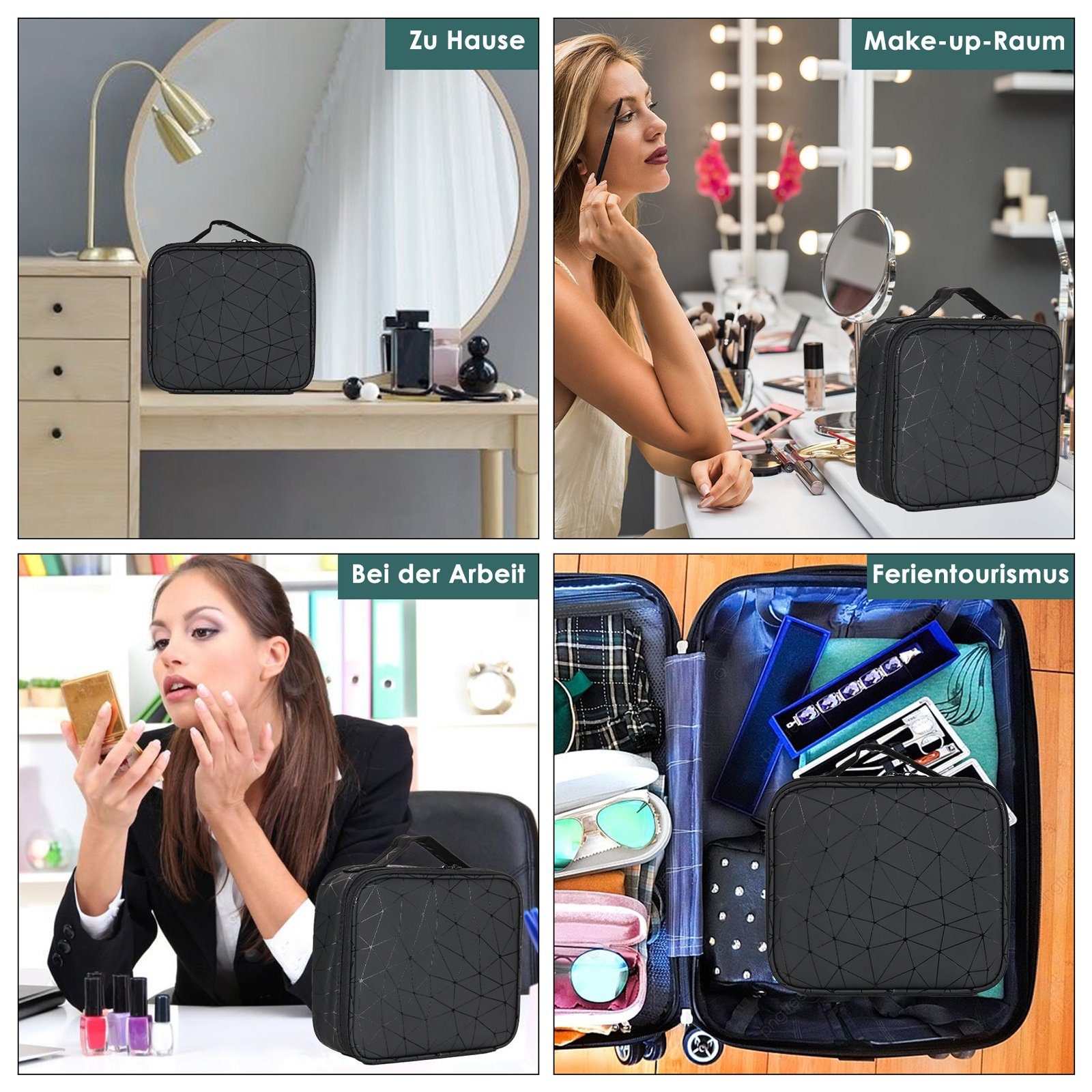 Reise Portable Tasche Kosmetik-Koffer Up Makeup Kosmetische 1-tlg., CALIYO Schmink Wasserdicht Tasche, Schwarz Make Aufbewahrung Organizer,Kosmetiktasche Box Schminktasche